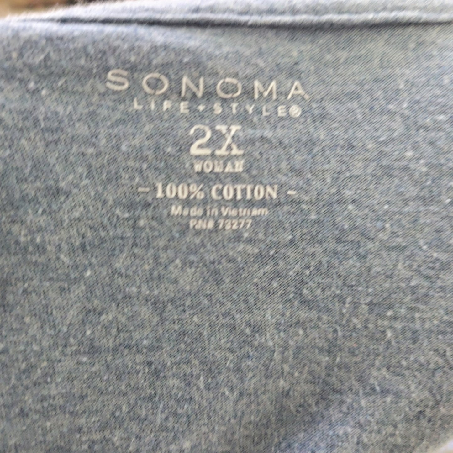 Sonoma Women's Plus Size 2X Blue 100% Cotton T-Shirt Hoodie Roll Tab Sleeve