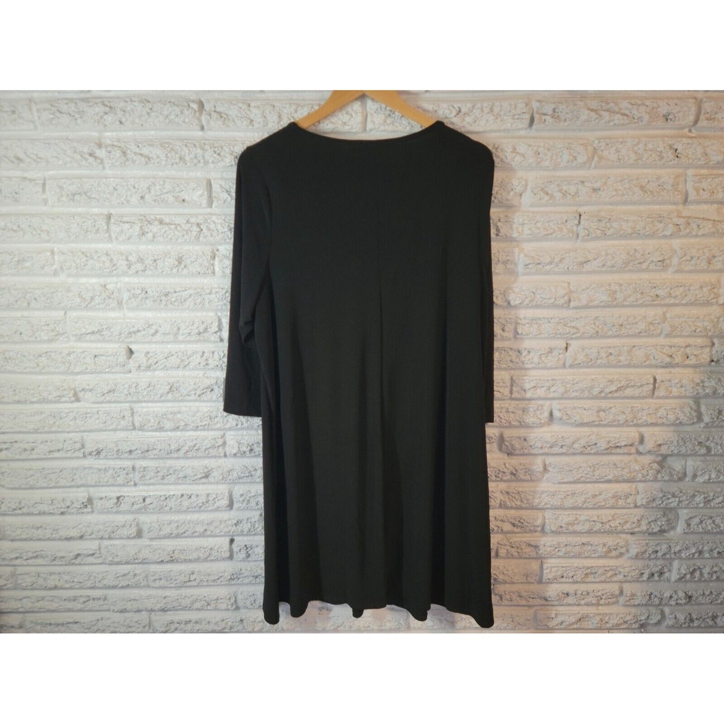 Tiana B Women Dress 2X Shirt Long Sleeve Pleated Black Knee Length Career Casual