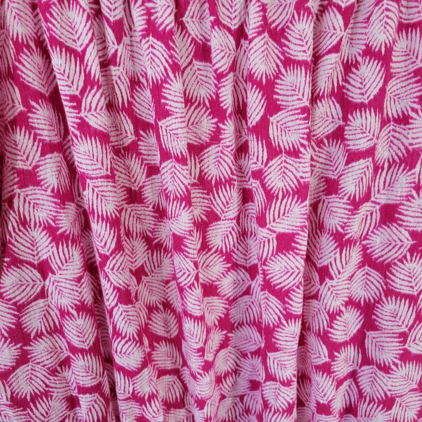 Michael Kors 1X Plus Pink White Leaf Peplum Blouse 100% Cotton Boat Neck Frilly
