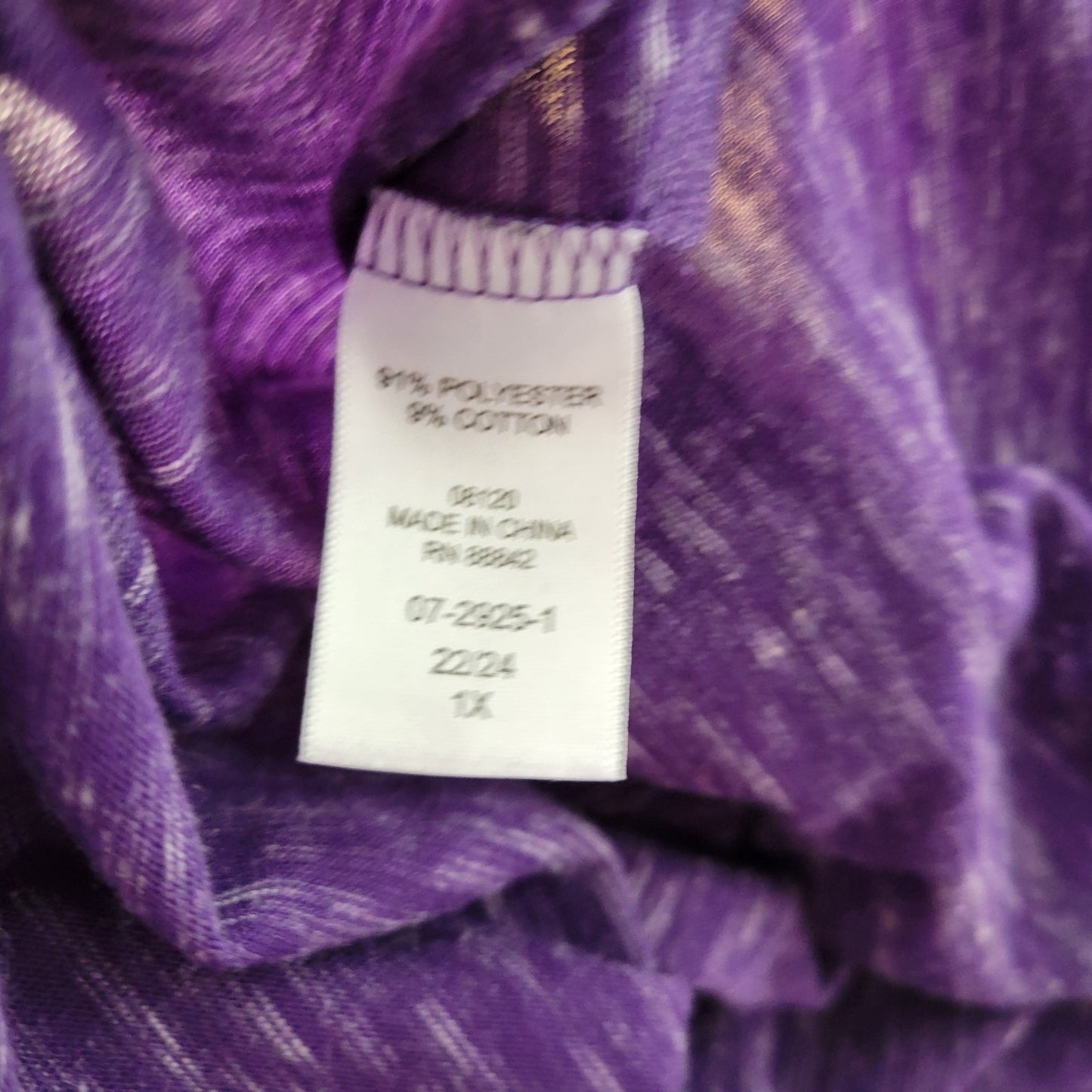 Woman Within Womens Top 1X Plus Tunic Purple Heather Keyhole Poly Blend Comfy