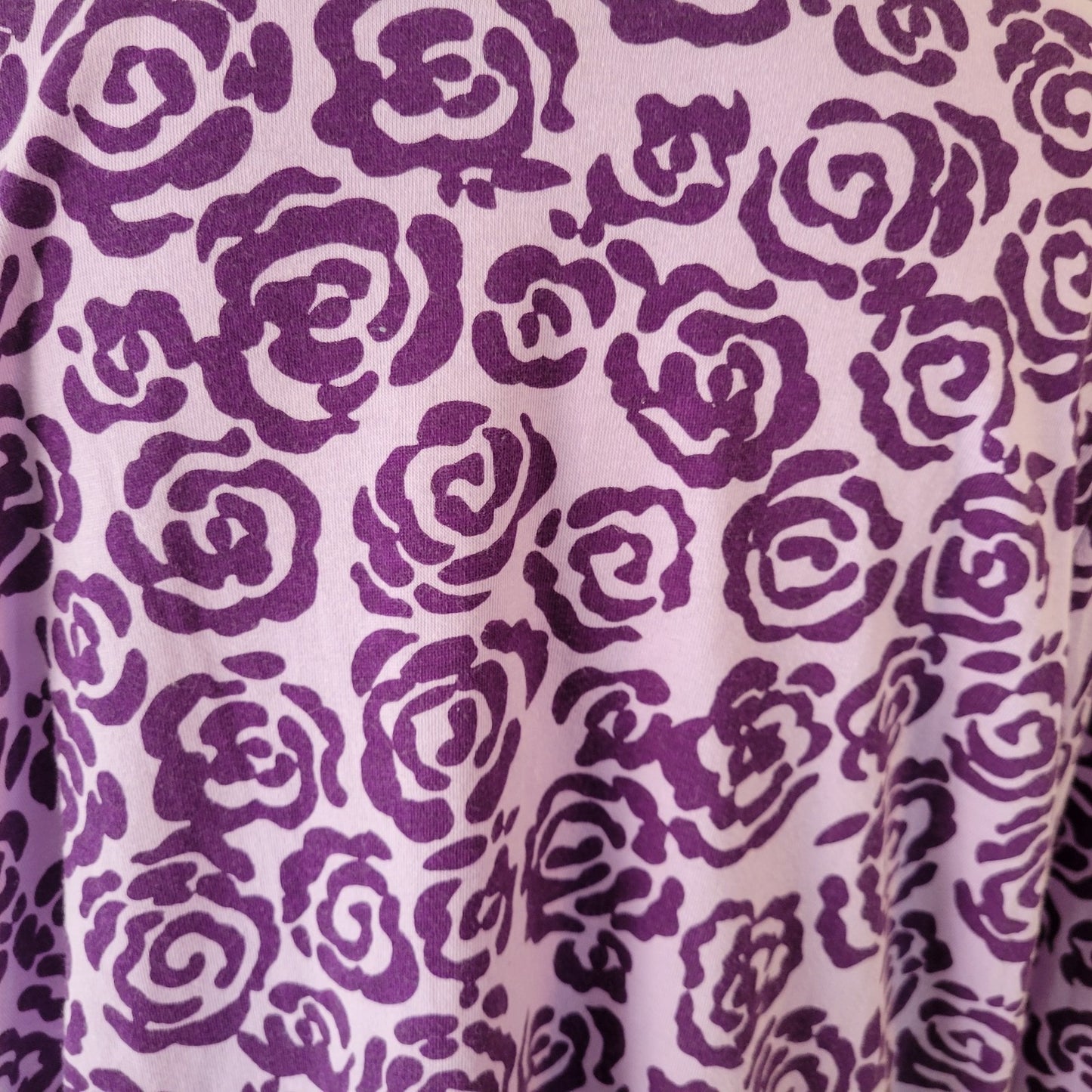 White Stag Womens Top 2X Plus 3/4 Sleeve Purple Floral Studded Comfy Casual