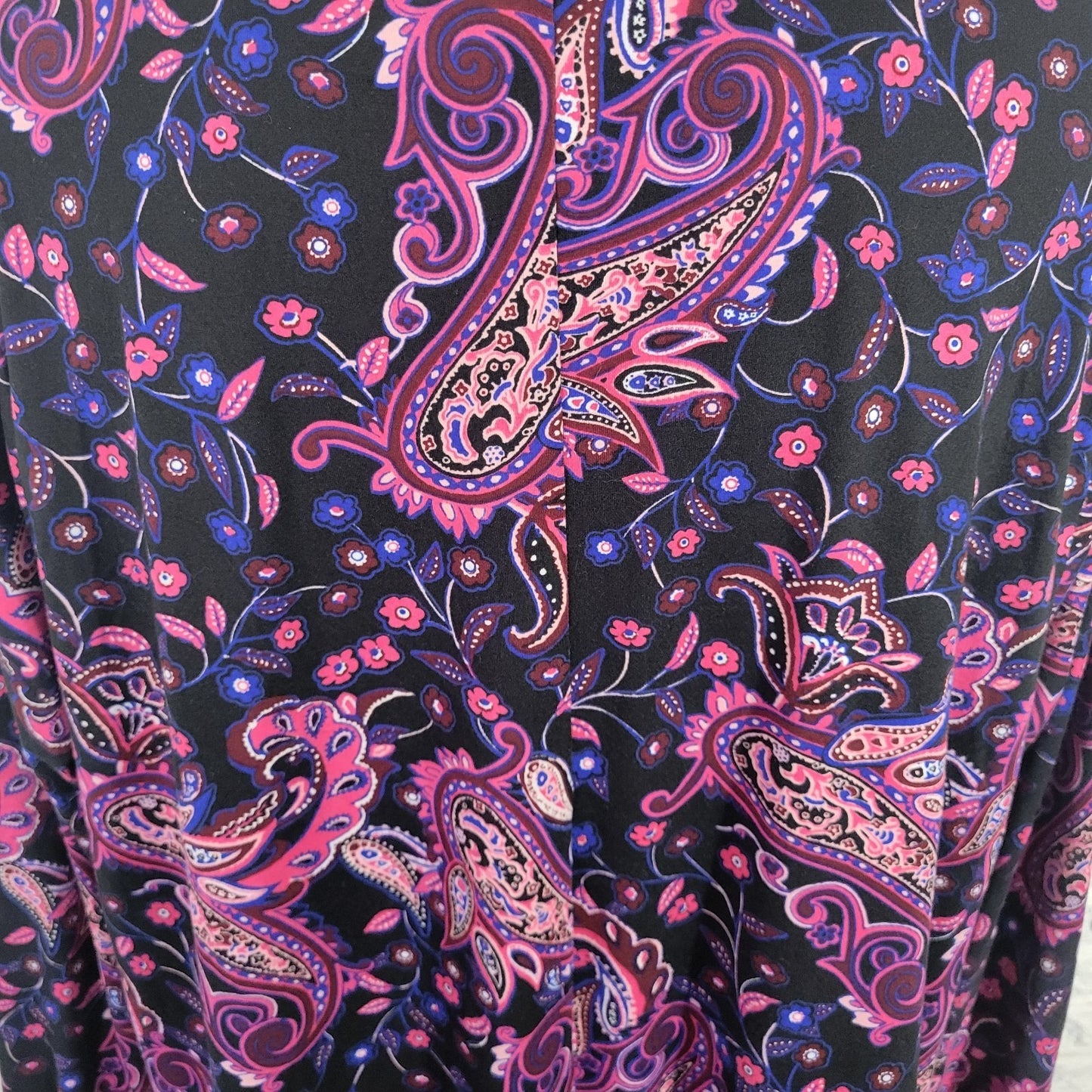 Lane Bryant Womens Top 18 20 Plus Tunic Black Purple Paisley Poly Blend Casual