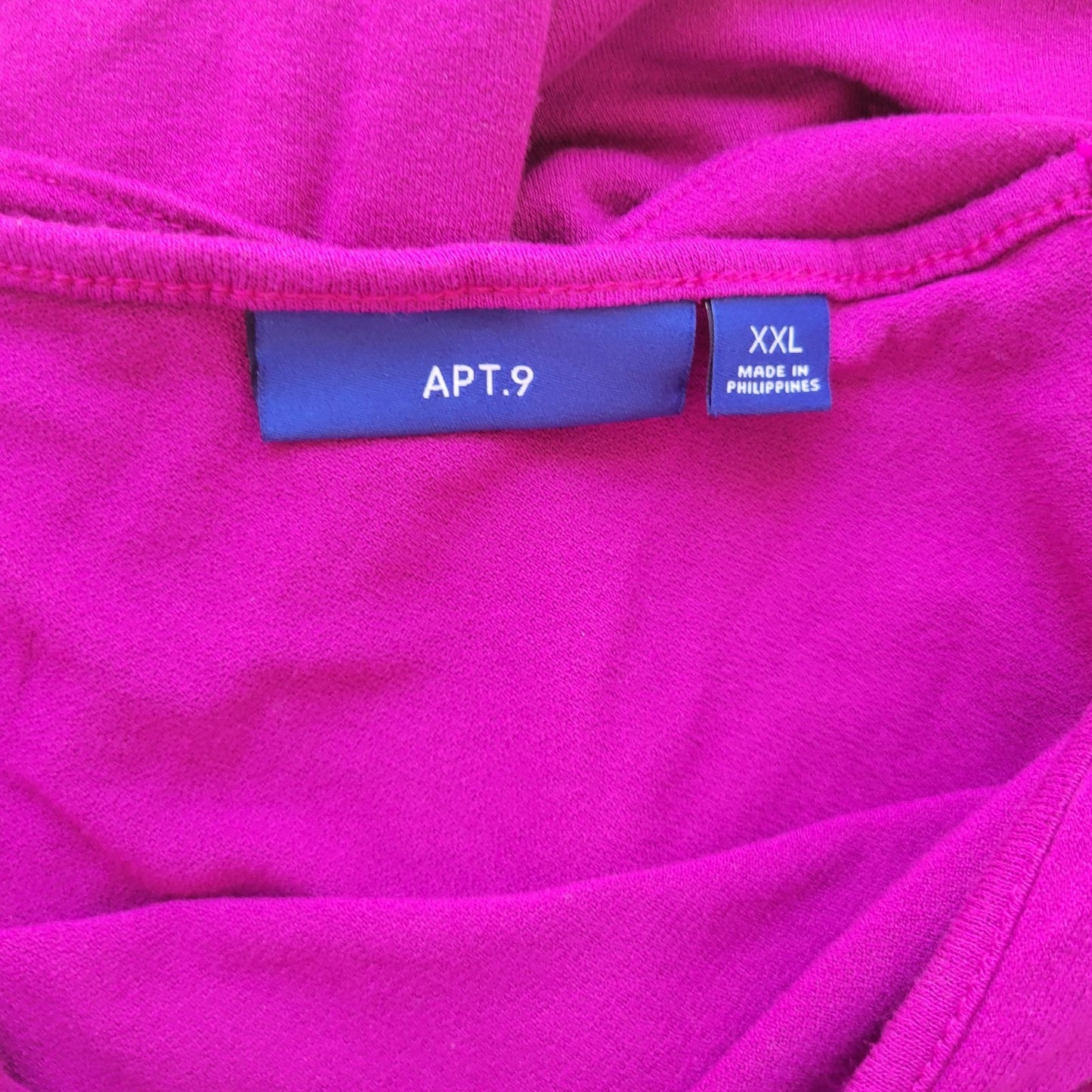 Apt 9 Womens Top XXL Plus Tee Short Sleeve Purple Crochet Trim Ruffle Comfy