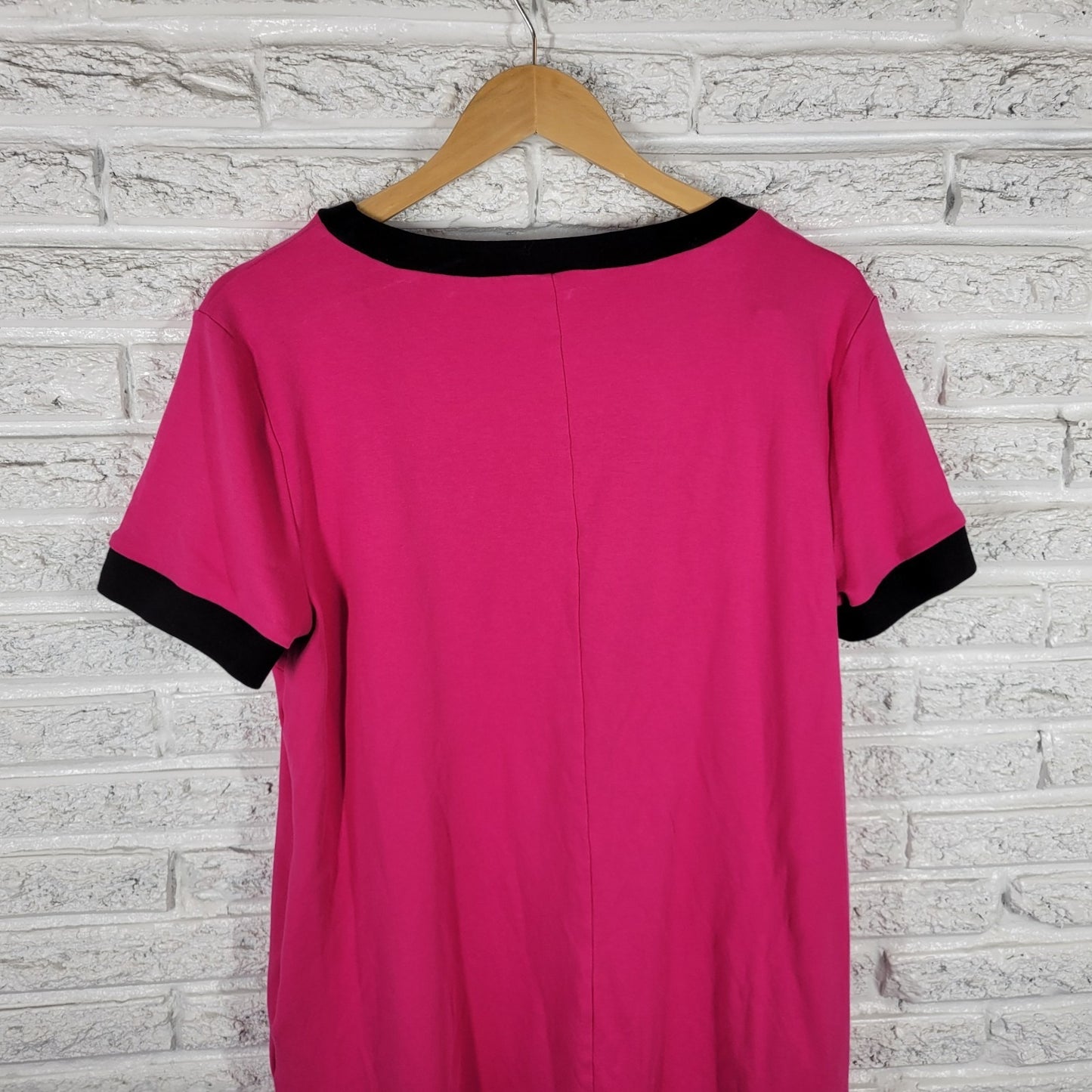 New York & Co Womens XL Pink Cotton Mini Dress Pockets Short Sleeve Stretch