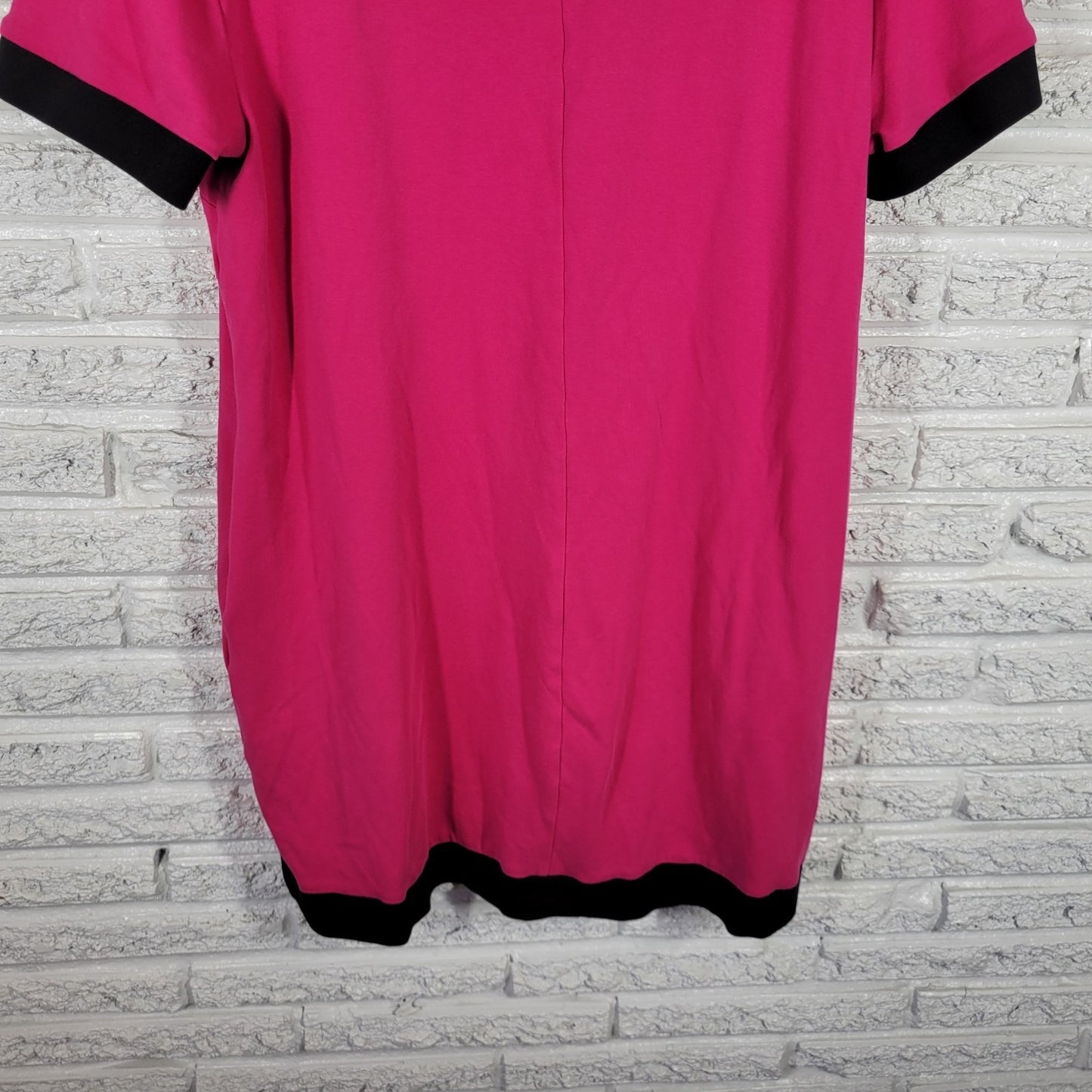 New York & Co Womens XL Pink Cotton Mini Dress Pockets Short Sleeve Stretch
