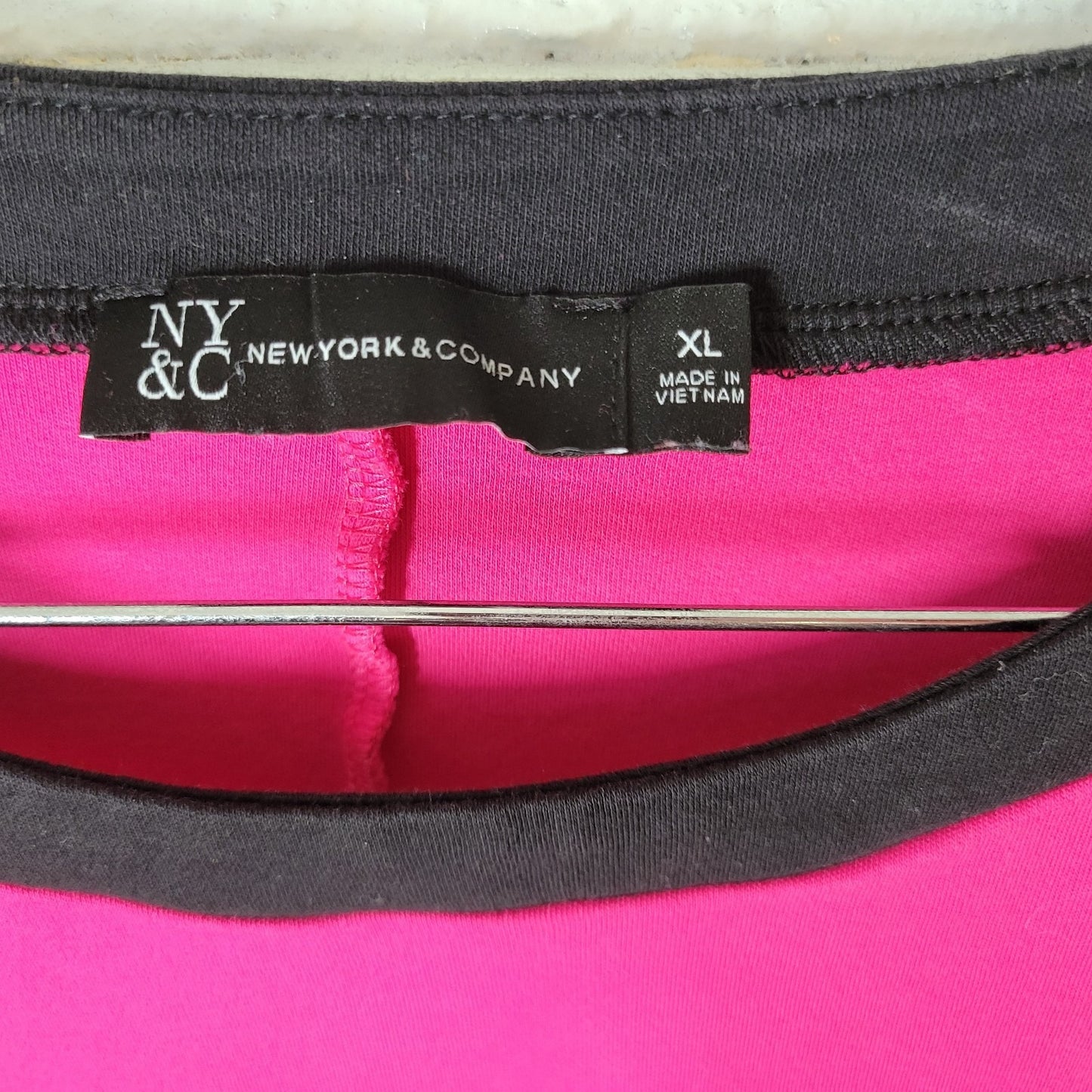 New York & Co Womens XL Pink Cotton Mini Dress Pockets Short Sleeve Stretch