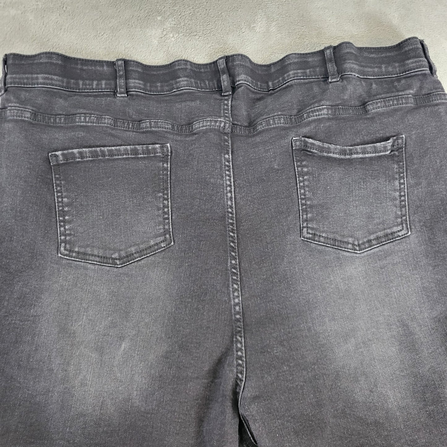 Avenue Womens Shorts 28 Plus Black Denim Jeans Comfy DISTRESSED Cotton Blend Zip