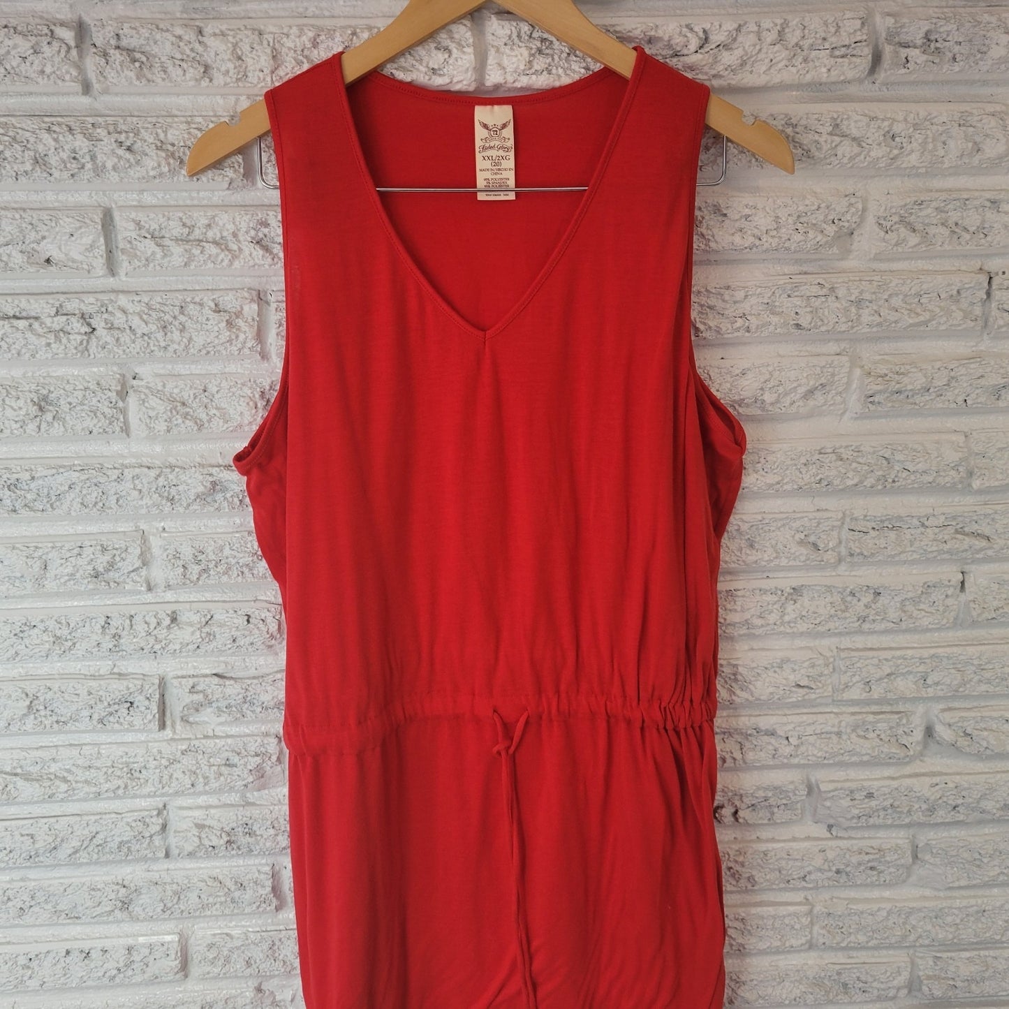Faded Glory Womens Dress XXL 20 Plus Sleeveless Sheath Red Drawstring Short