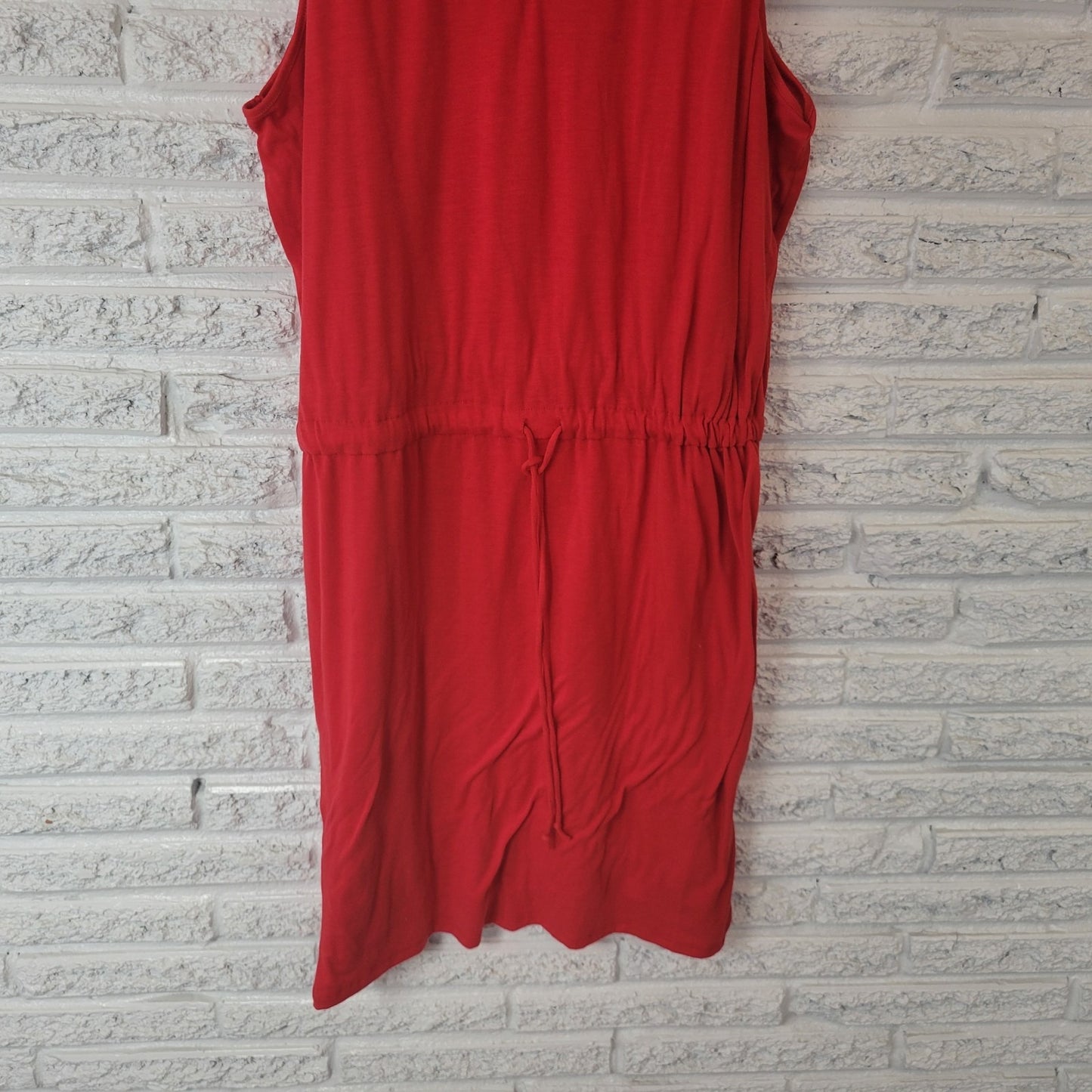 Faded Glory Womens Dress XXL 20 Plus Sleeveless Sheath Red Drawstring Short