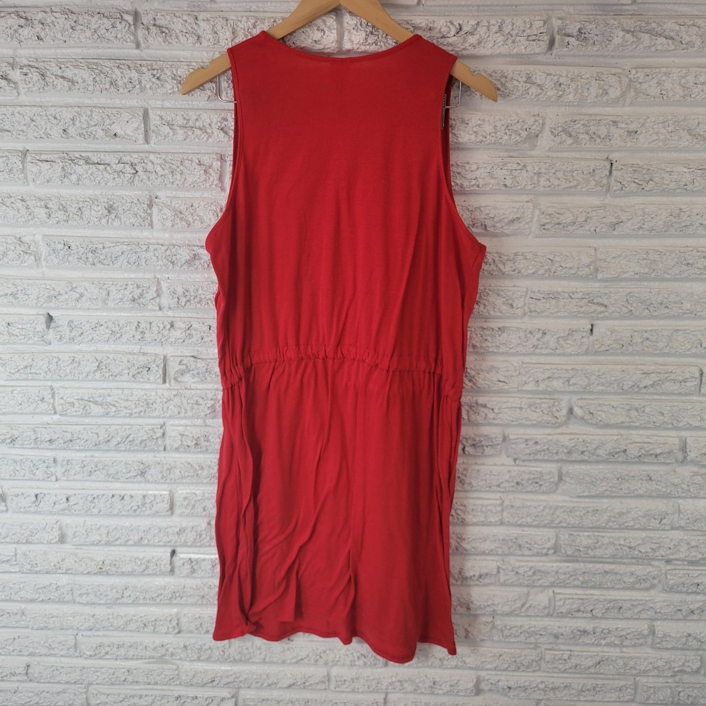 Faded Glory Womens Dress XXL 20 Plus Sleeveless Sheath Red Drawstring Short