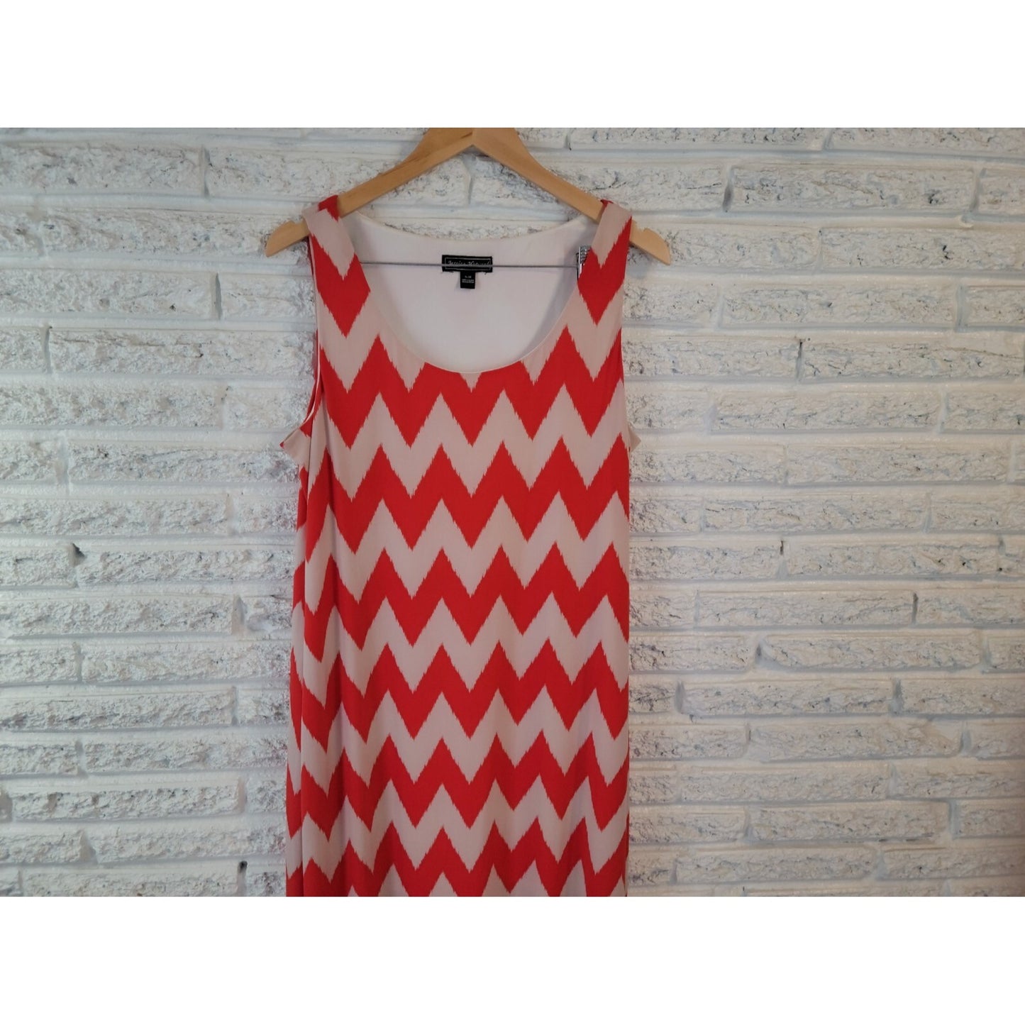 Jessica Howard XL Tank Dress Red Chevron Sleeveless Midi Pullover Stretch Casual