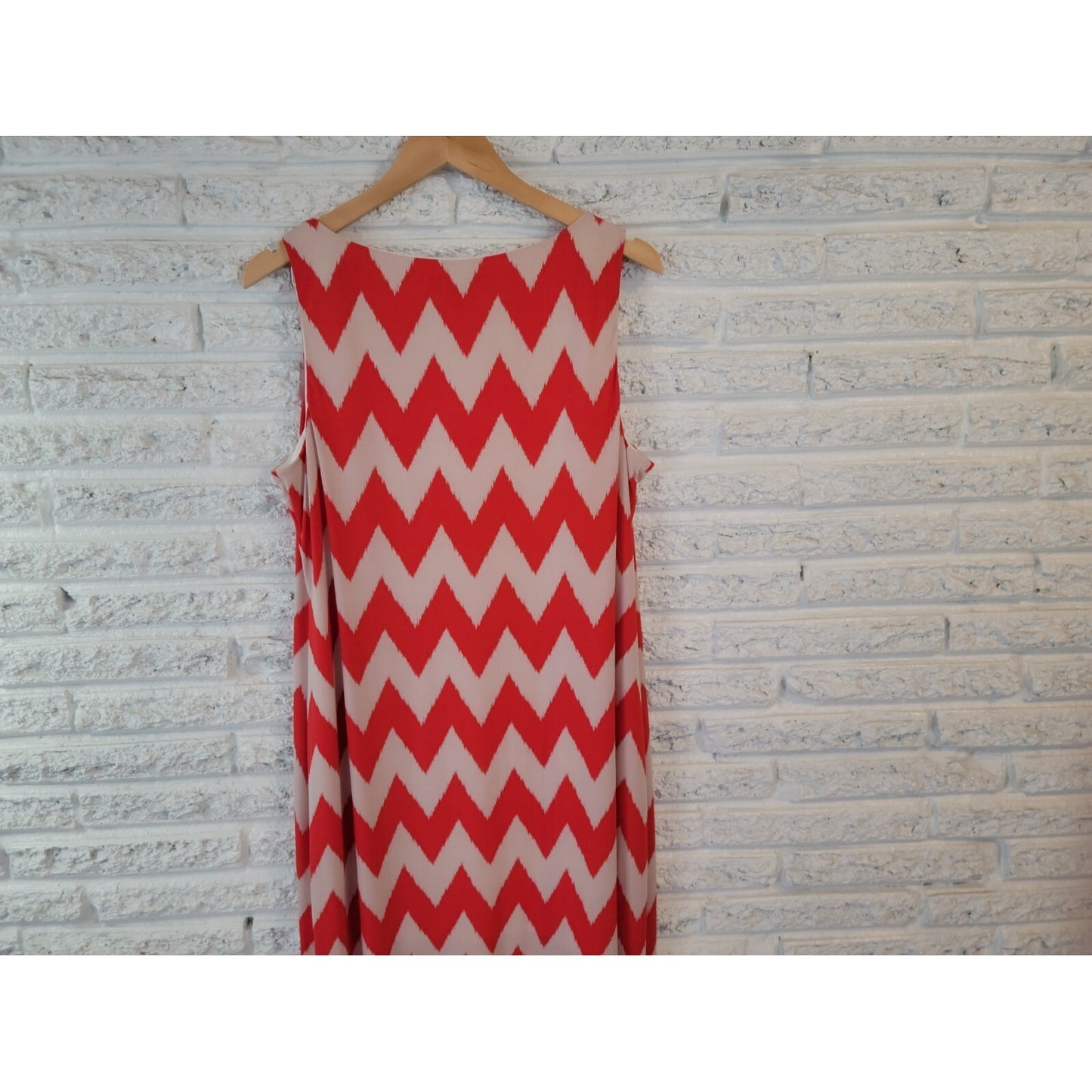 Jessica Howard XL Tank Dress Red Chevron Sleeveless Midi Pullover Stretch Casual
