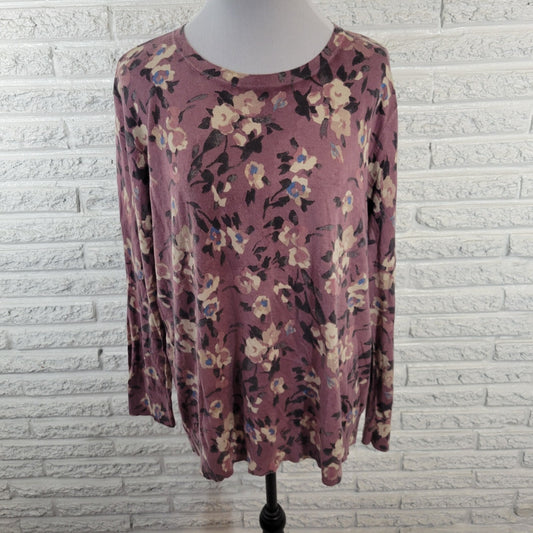 Lauren Ralph Lauren Womens Sweater XXL Plus Lavender Floral Casual Cotton Blend