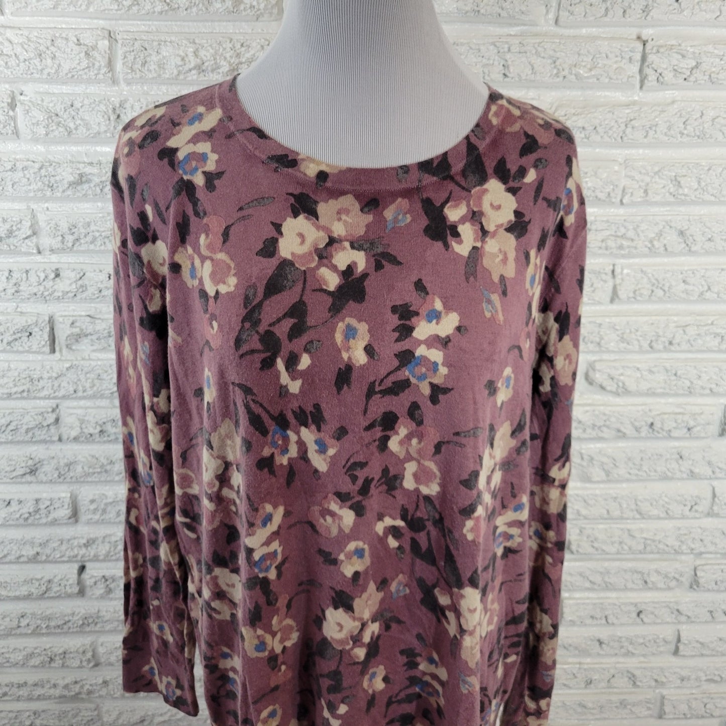 Lauren Ralph Lauren Womens Sweater XXL Plus Lavender Floral Casual Cotton Blend