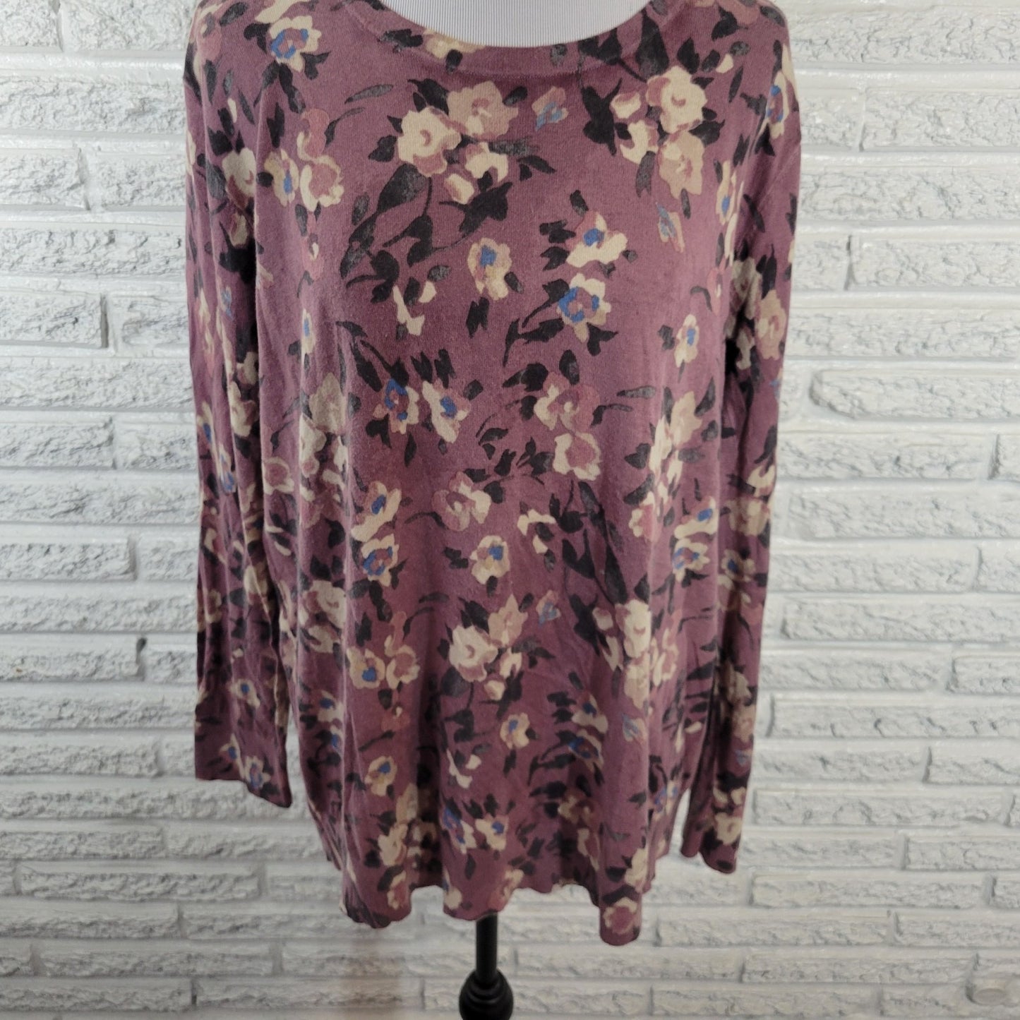 Lauren Ralph Lauren Womens Sweater XXL Plus Lavender Floral Casual Cotton Blend