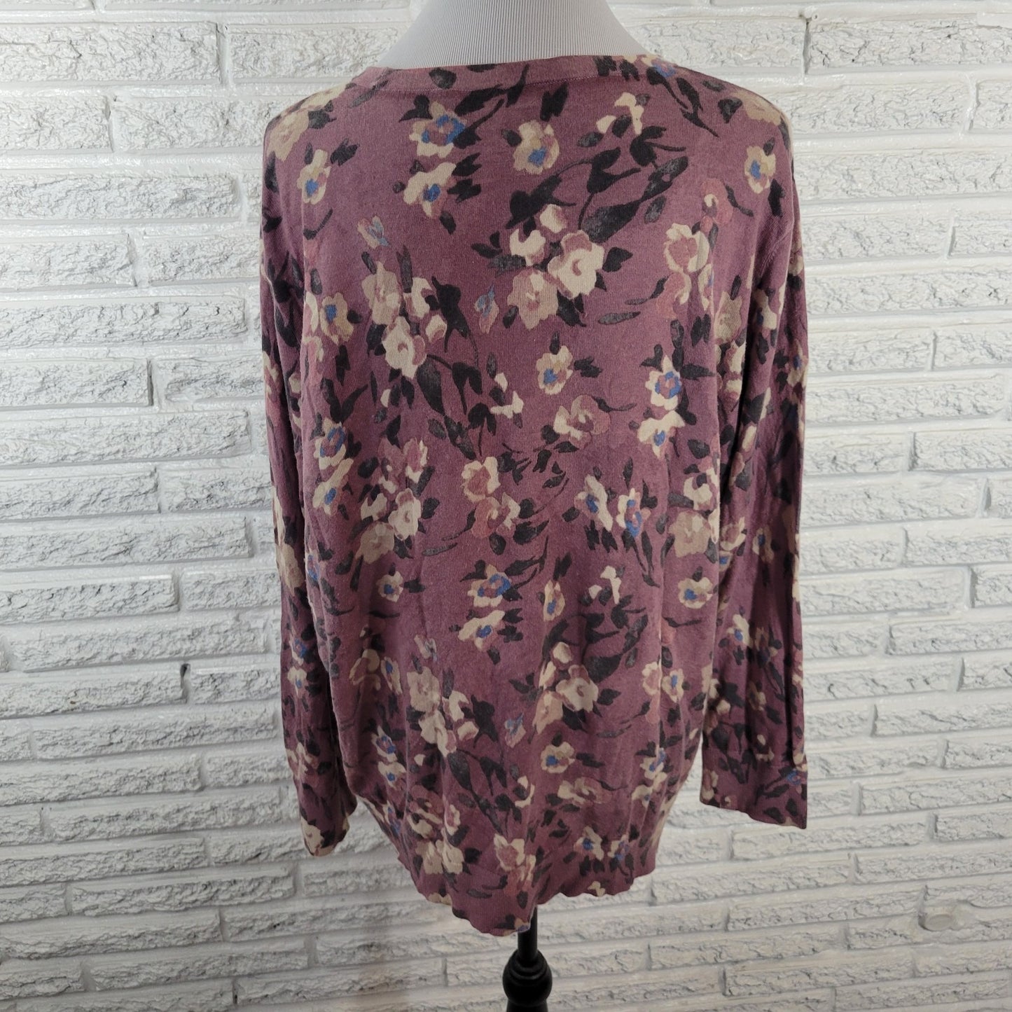 Lauren Ralph Lauren Womens Sweater XXL Plus Lavender Floral Casual Cotton Blend