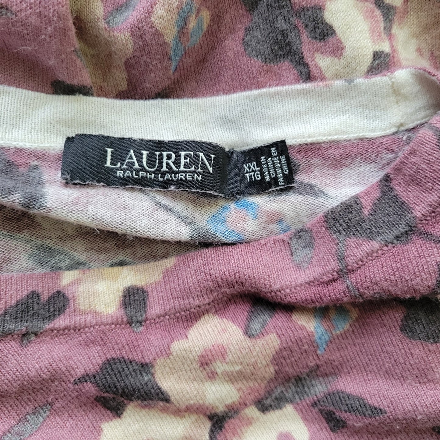 Lauren Ralph Lauren Womens Sweater XXL Plus Lavender Floral Casual Cotton Blend