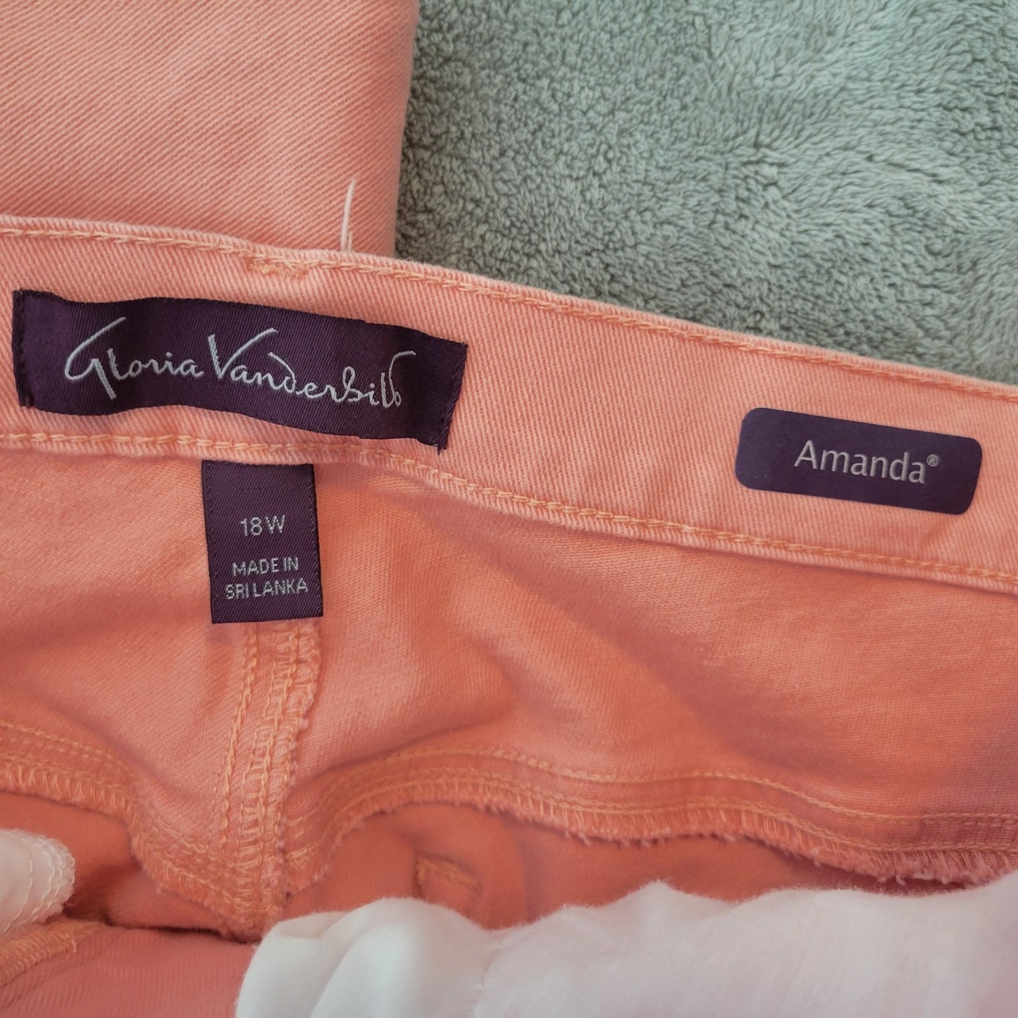 Gloria Vanderbilt Amanda Womens Jeans 18W Plus Capri Orange Denim Zip Fly Comfy