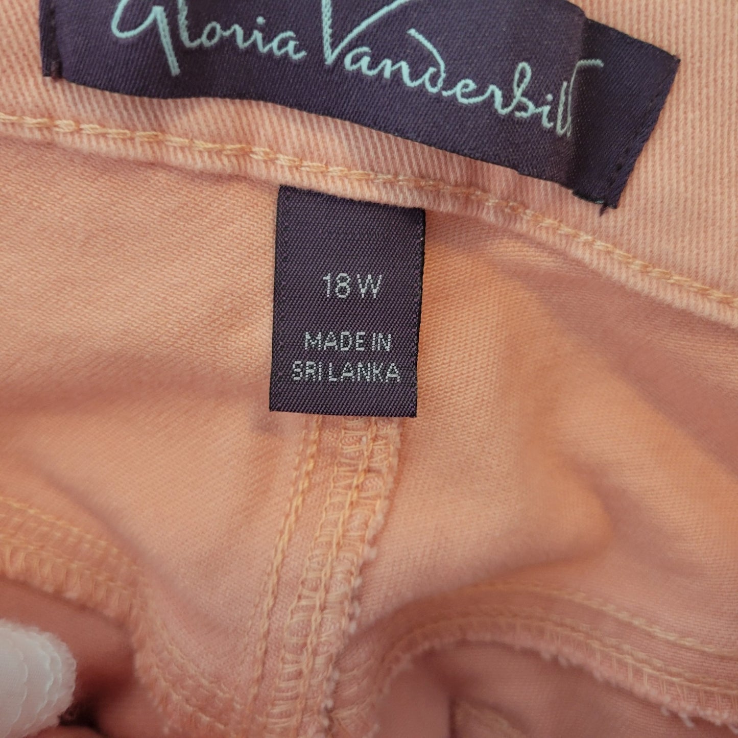 Gloria Vanderbilt Amanda Womens Jeans 18W Plus Capri Orange Denim Zip Fly Comfy