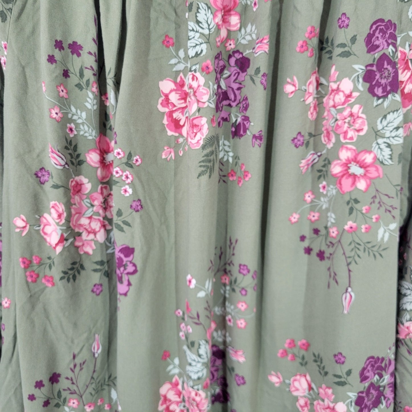 Terra Sky Women Top 2X Plus Tunic Bell Sleeve Rayon On Off Shoulder Ruffle Green