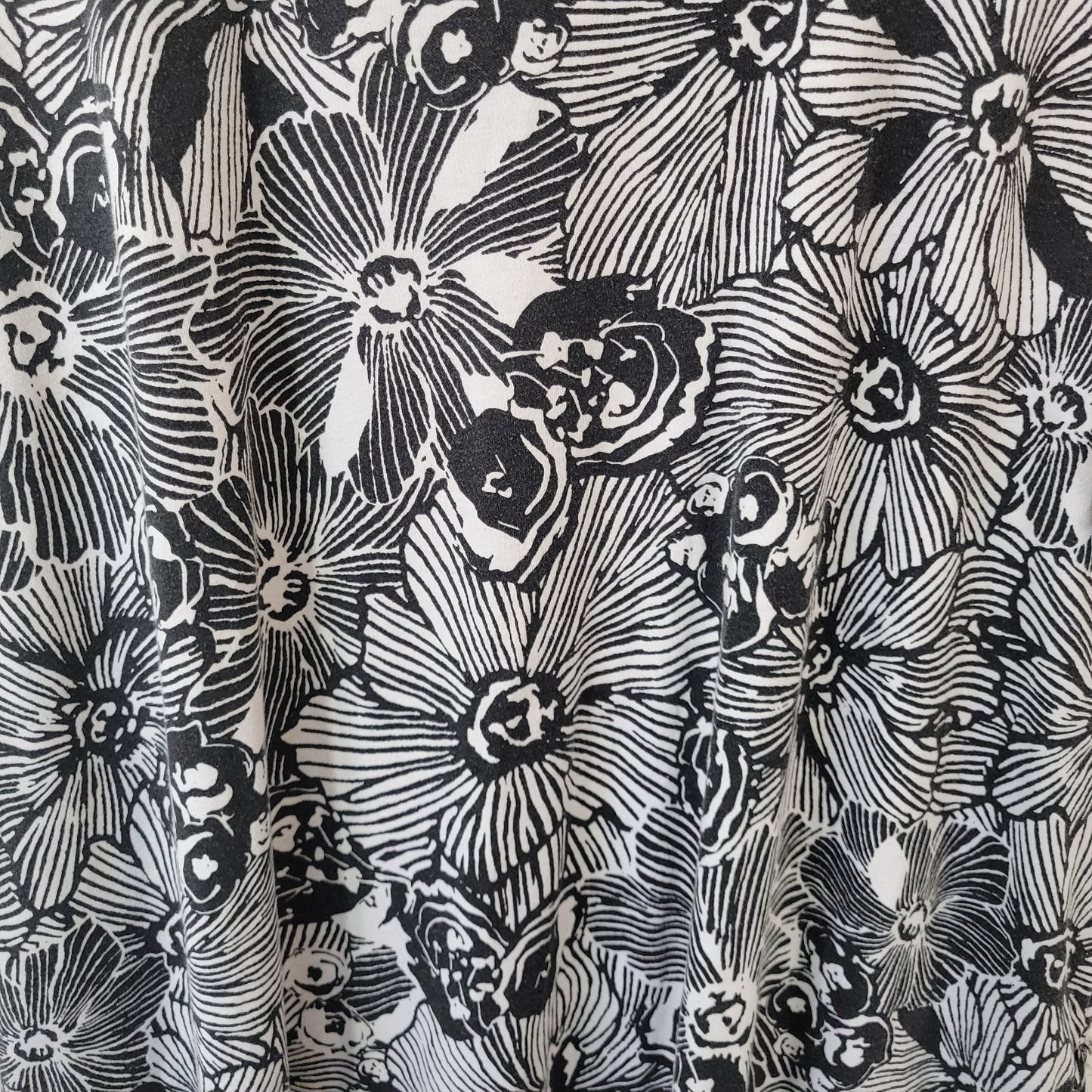 Dreams Co Womens Dress 2X Petite Plus Midi Black Floral Cotton Blend Loungewear