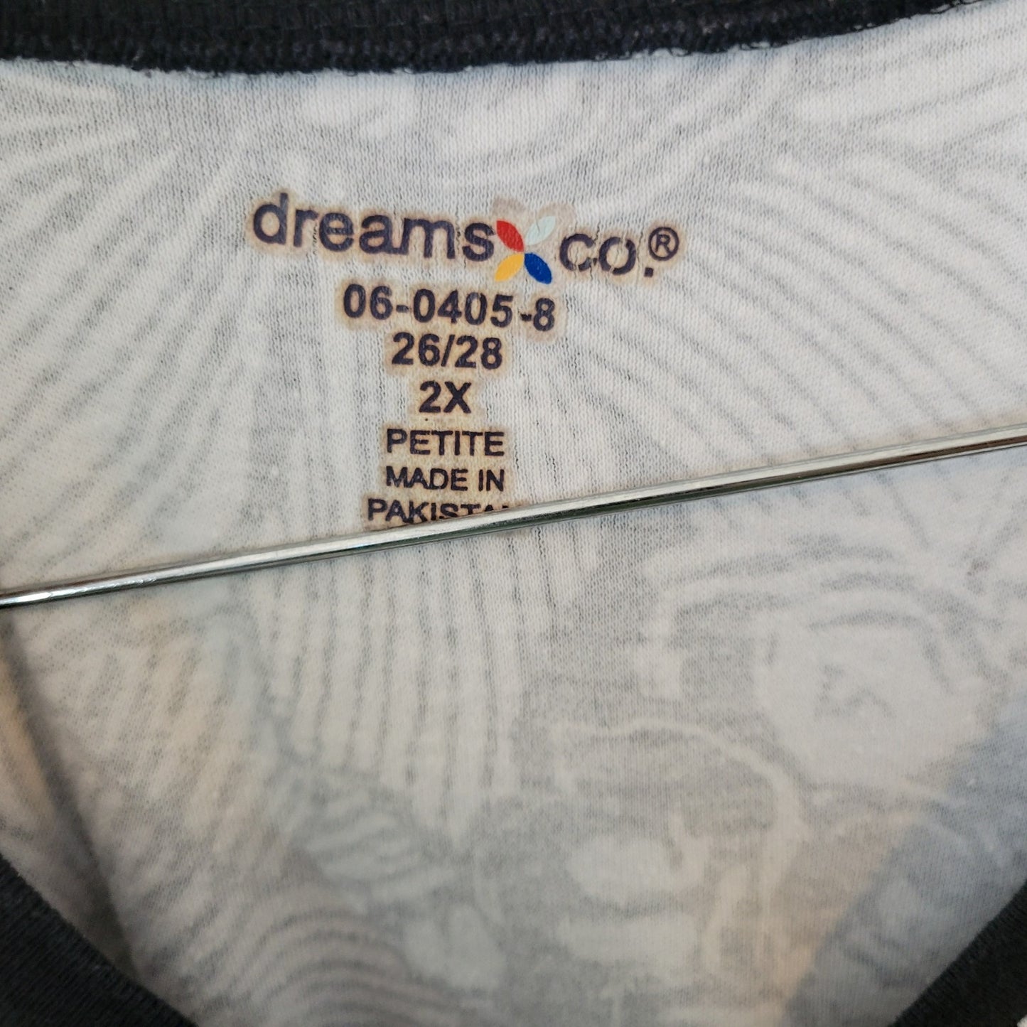 Dreams Co Womens Dress 2X Petite Plus Midi Black Floral Cotton Blend Loungewear