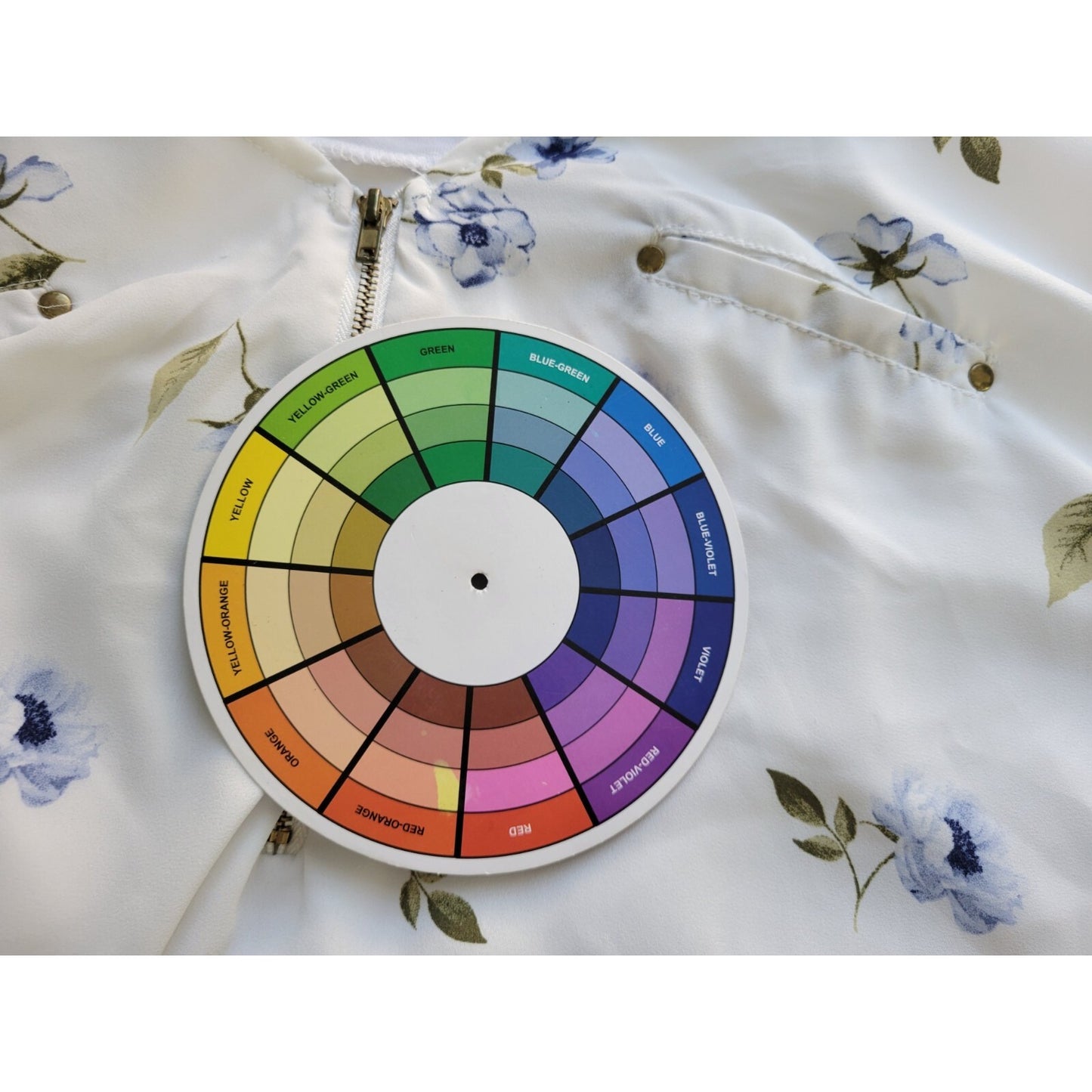 Rue Plus Womens Top 3X Plus Roll Tab Sleeve Faux Pockets Quarter Zip Blue Floral