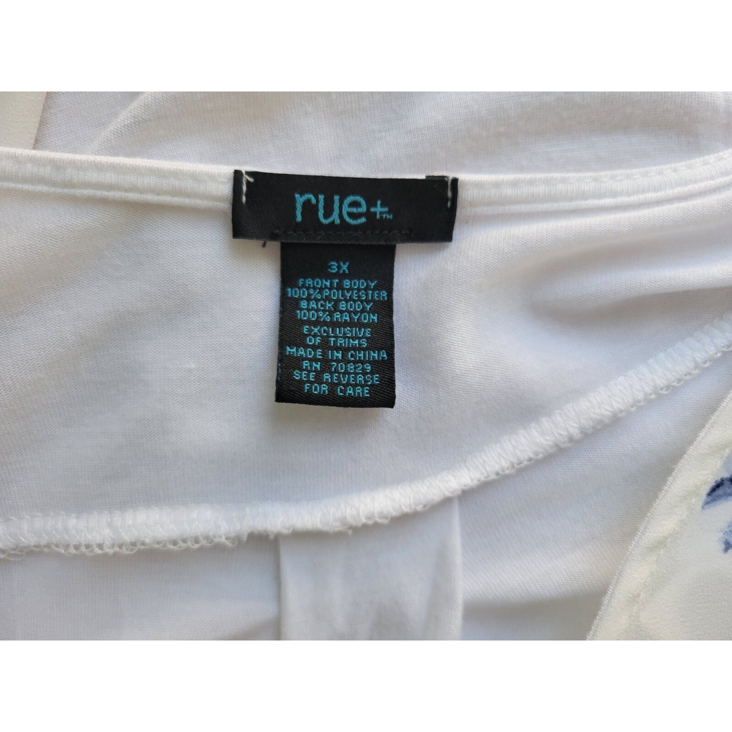 Rue Plus Womens Top 3X Plus Roll Tab Sleeve Faux Pockets Quarter Zip Blue Floral