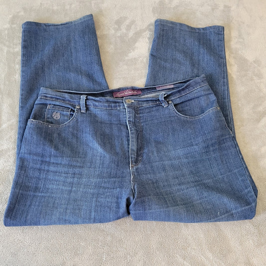 Gloria Vanderbilt Amanda Women Jeans 18 Crop Straight Leg Dark Blue Denim Zip Fly