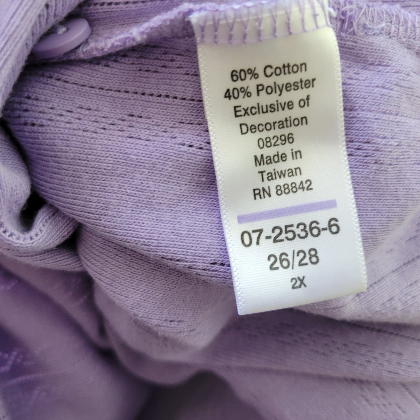 Woman Within Women Top 2X Plus Knit Short Sleeve Purple Embroidered Eyelet Comfy