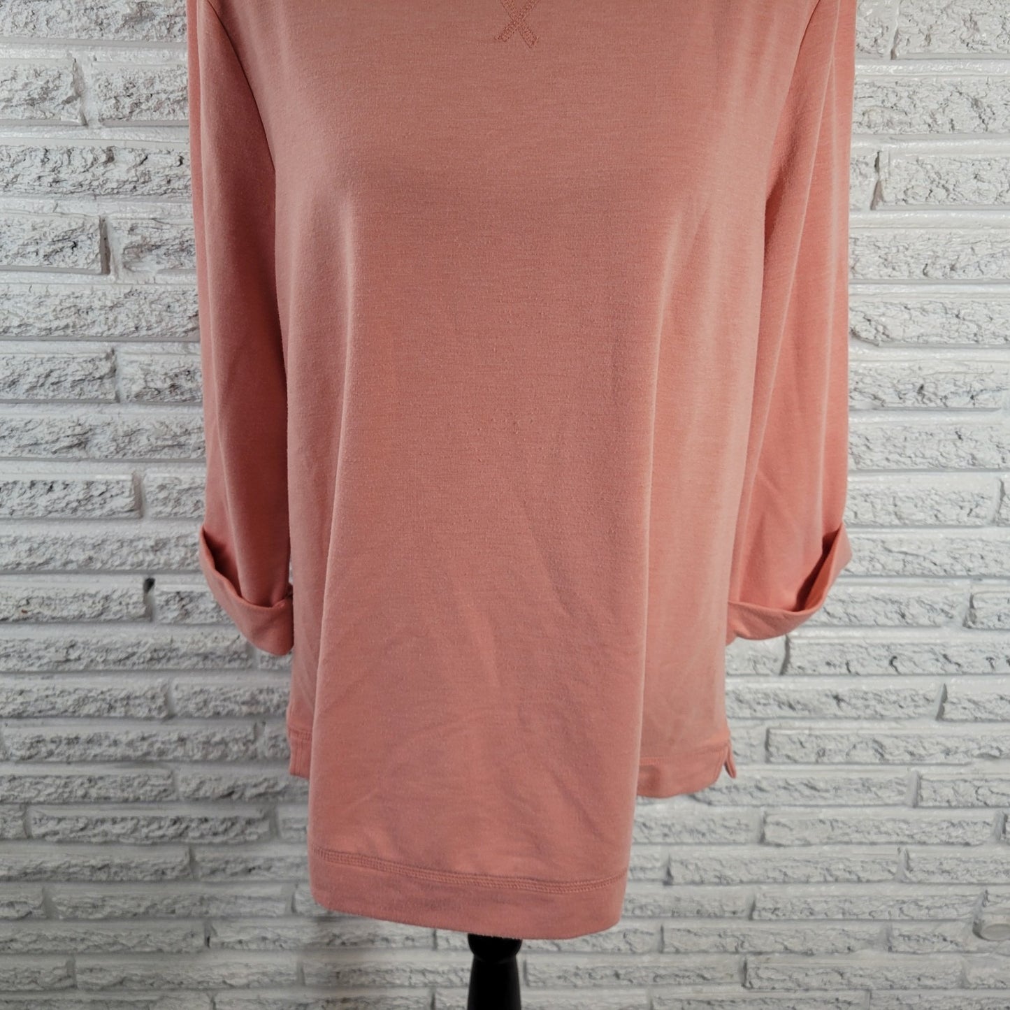 Croft & Barrow Women's Size XL Pink Top Blouse 3/4 Sleeve Crew Neck Stretch