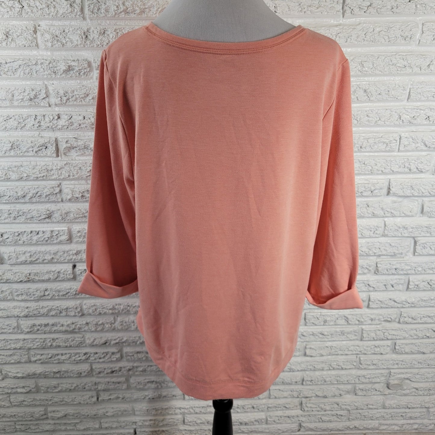 Croft & Barrow Women's Size XL Pink Top Blouse 3/4 Sleeve Crew Neck Stretch