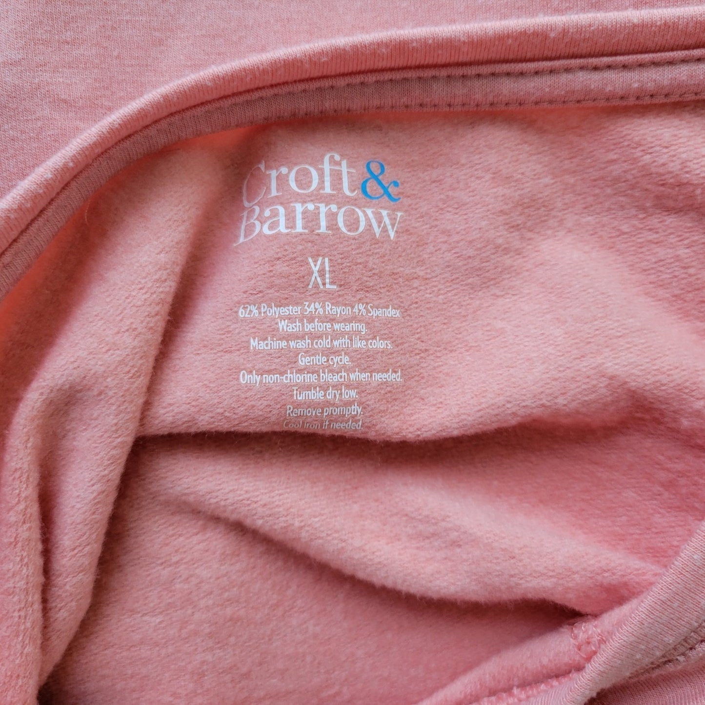 Croft & Barrow Women's Size XL Pink Top Blouse 3/4 Sleeve Crew Neck Stretch