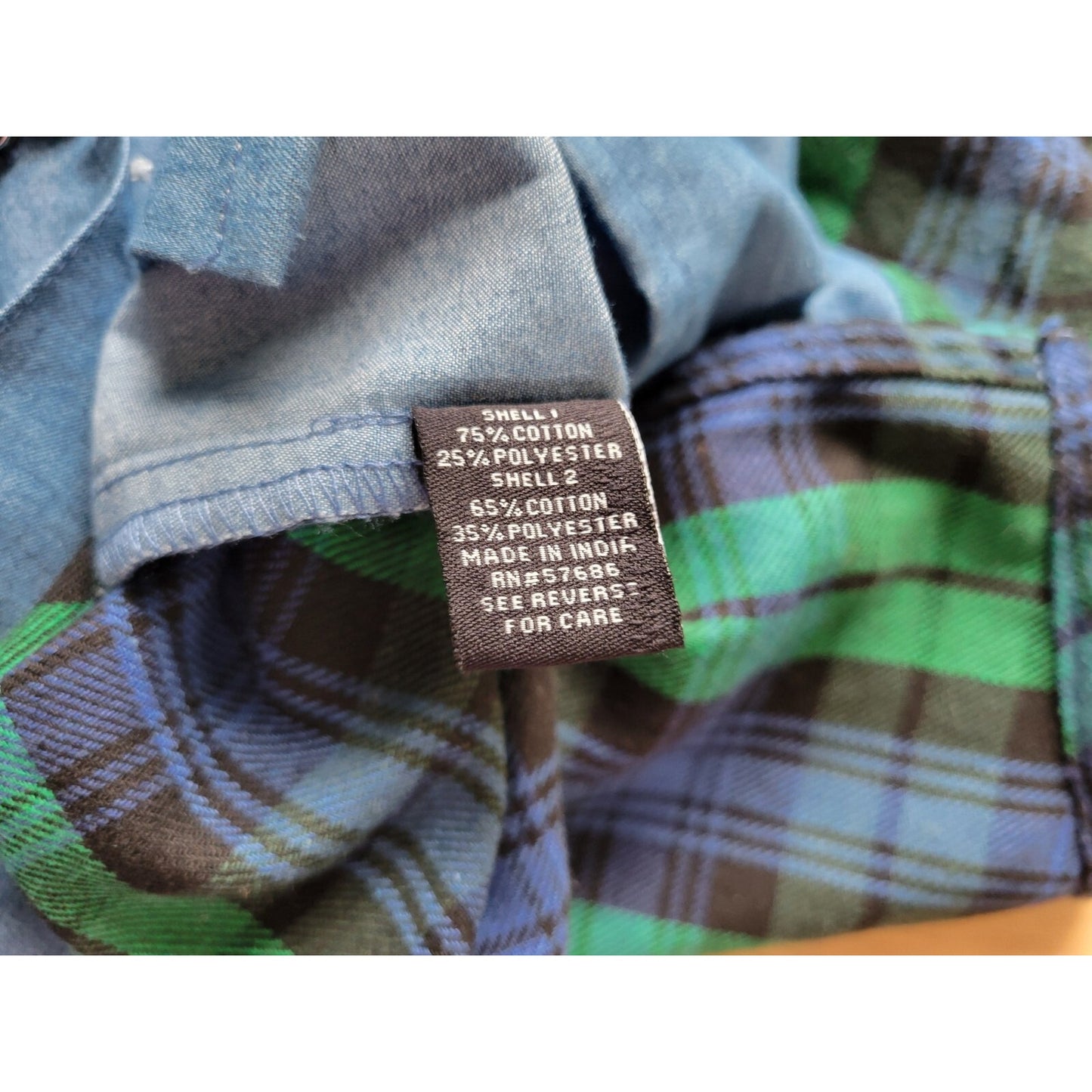 Miss Lili Womens Top 2X Plus Long Sleeve BlueGreen Plaid Cotton Blend Collar