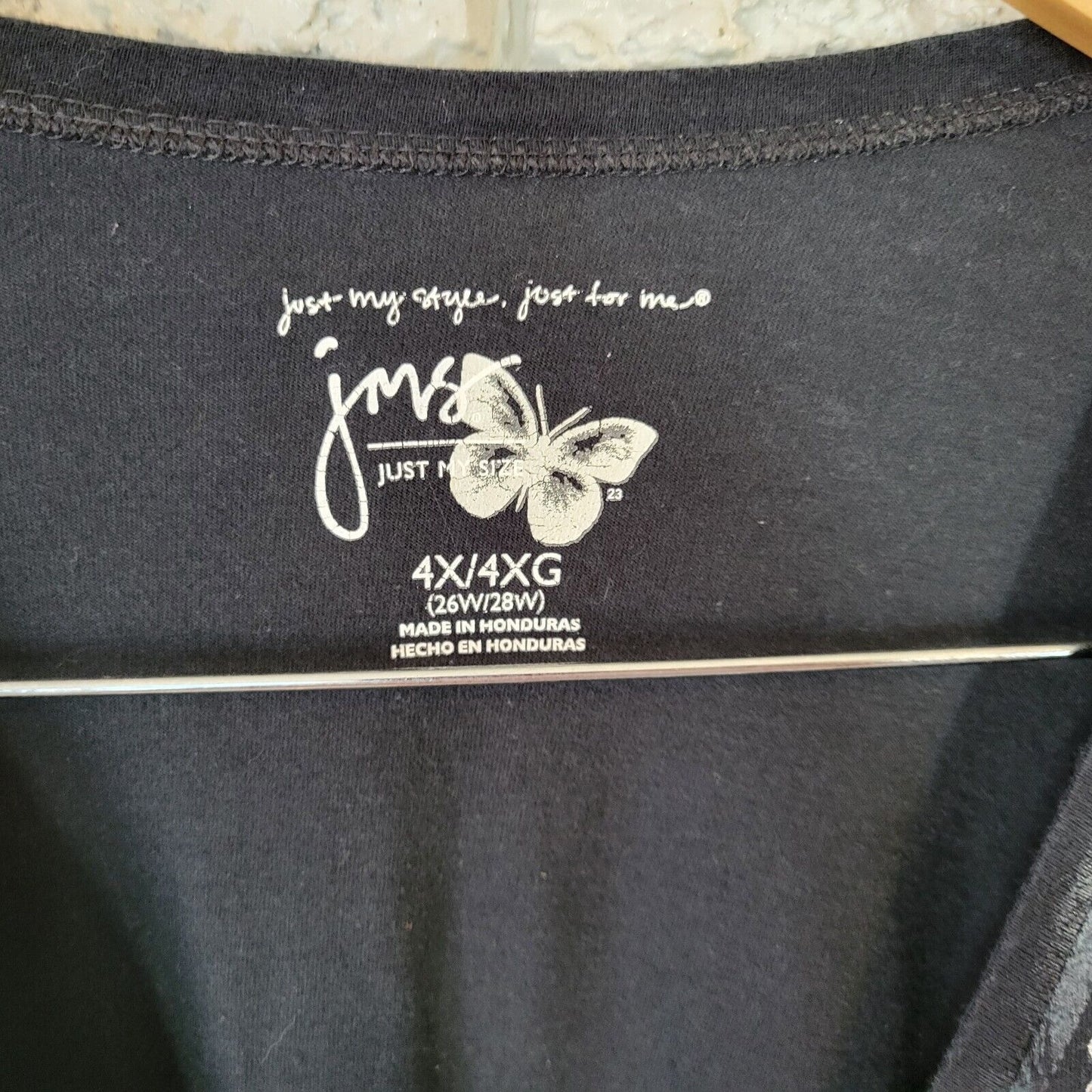 Just My Size Women Top 4X Plus Tee Long Sleeve Black Glitter Cotton Comfy Casual