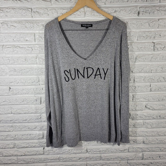 Wendy Williams Womens Sweatshirt 3X Pajama Knit Gray Sunday Lightweight Lounge
