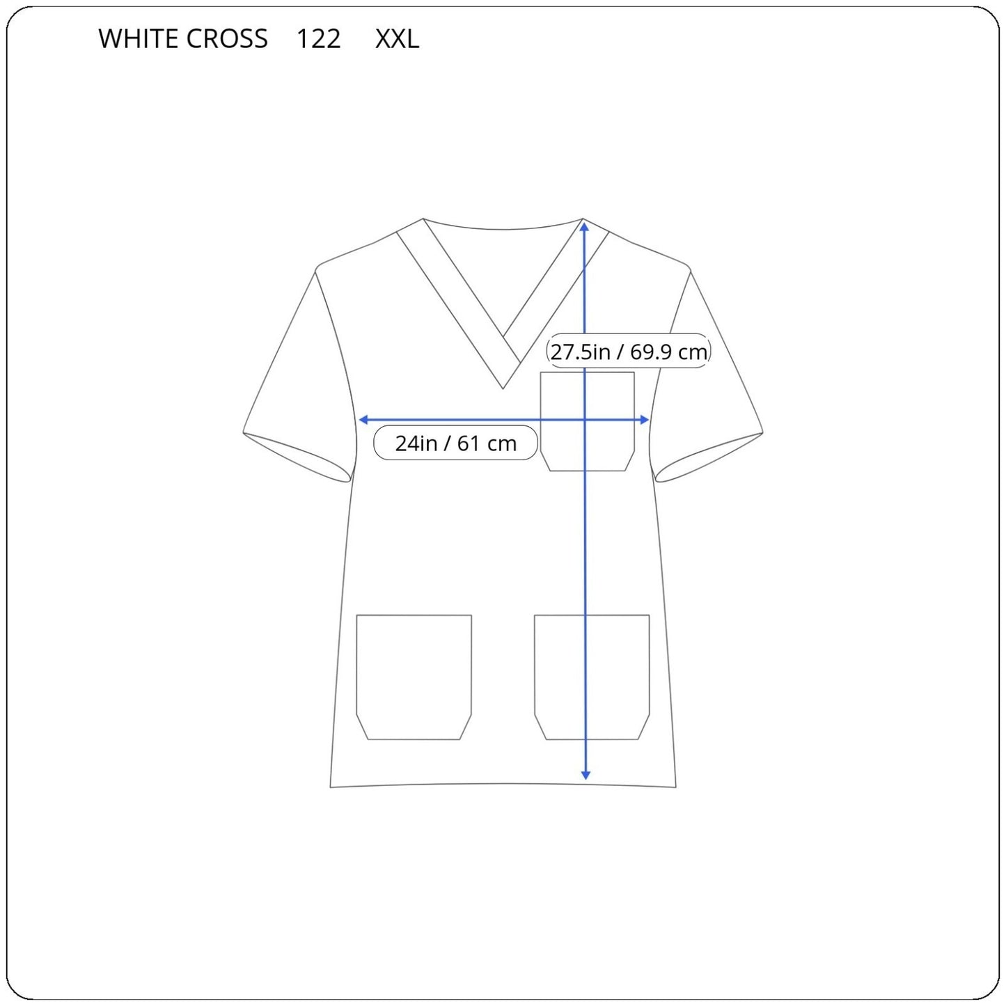 White Cross Unisex Scrub Top XXL Plus Black Red Stripes Cotton Pockets Medical