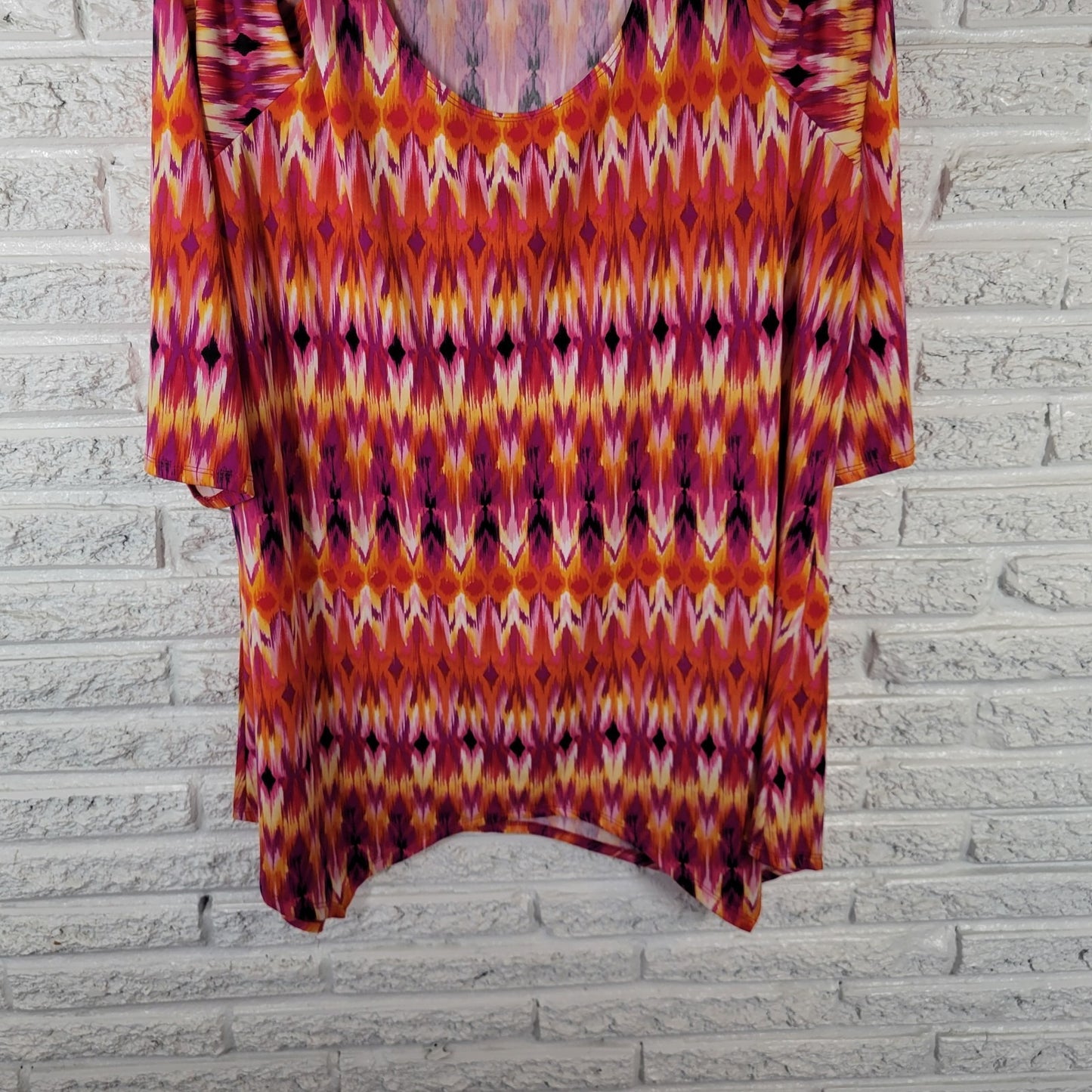 Slinky Brand Womens Top 1X Plus Tunic Cold Shoulder Purple Handkerchief Comfy