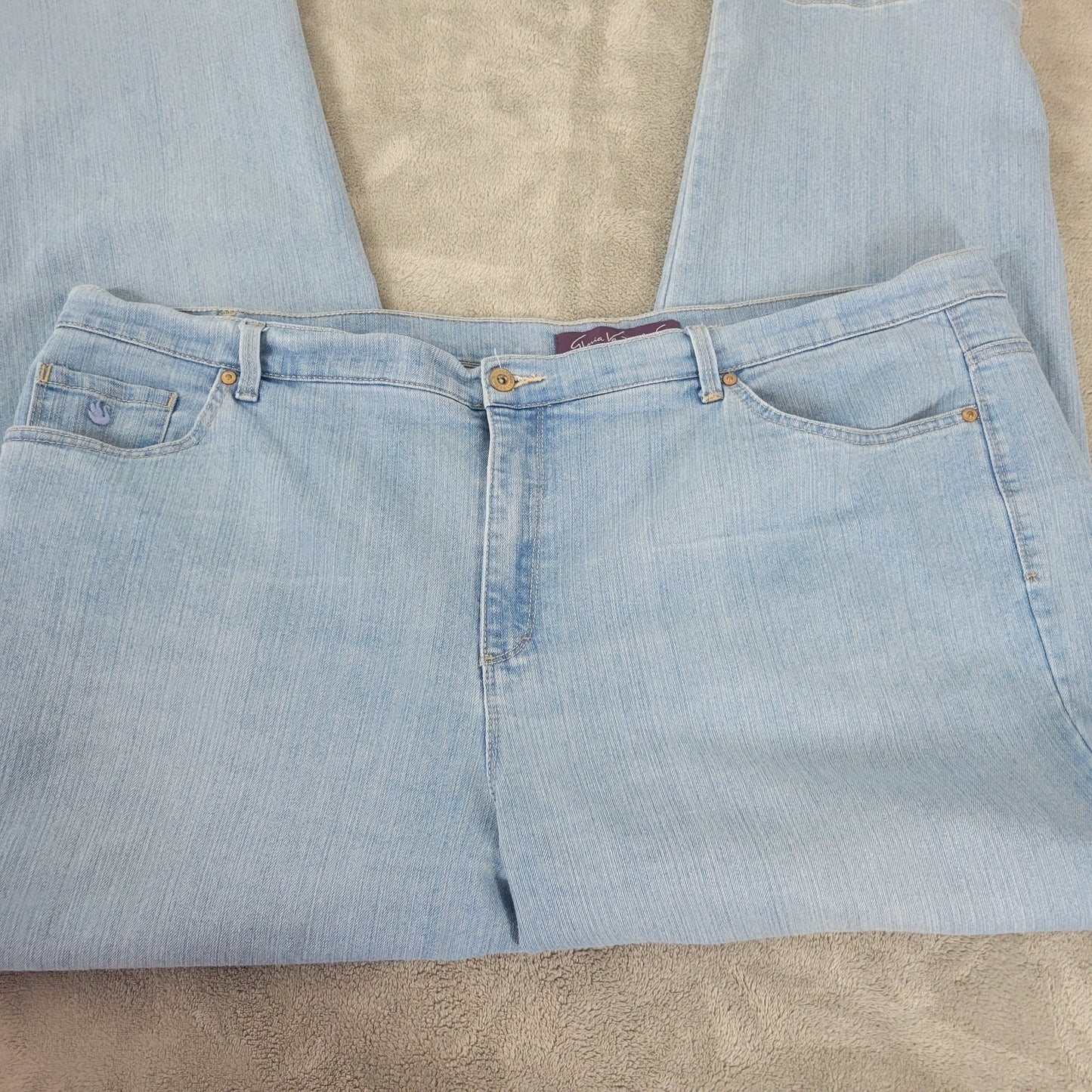 Gloria Vanderbilt Amanda Womens Jeans 24W Plus Light Blue Denim Zip Fly Comfy