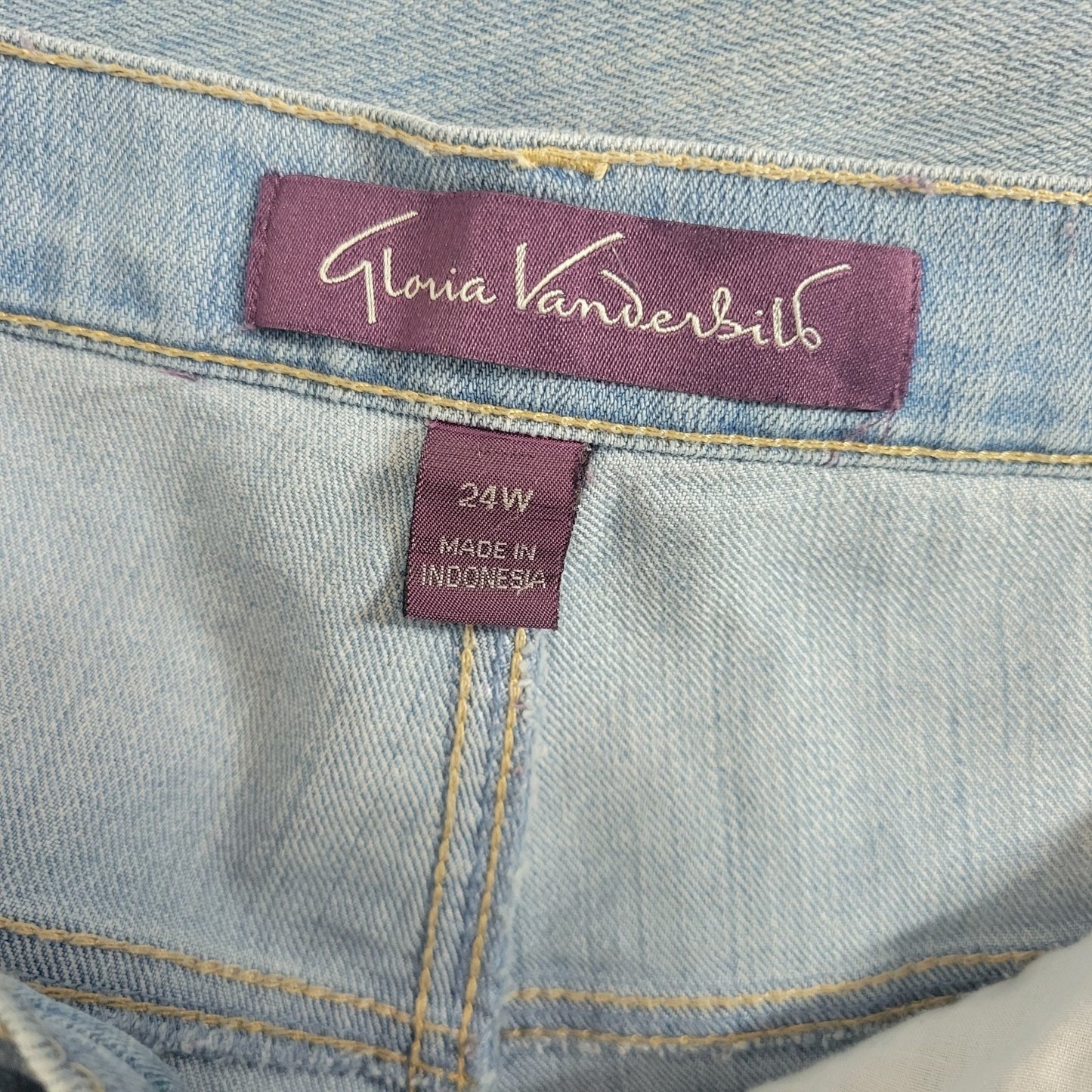 Gloria Vanderbilt Amanda Womens Jeans 24W Plus Light Blue Denim Zip Fly Comfy