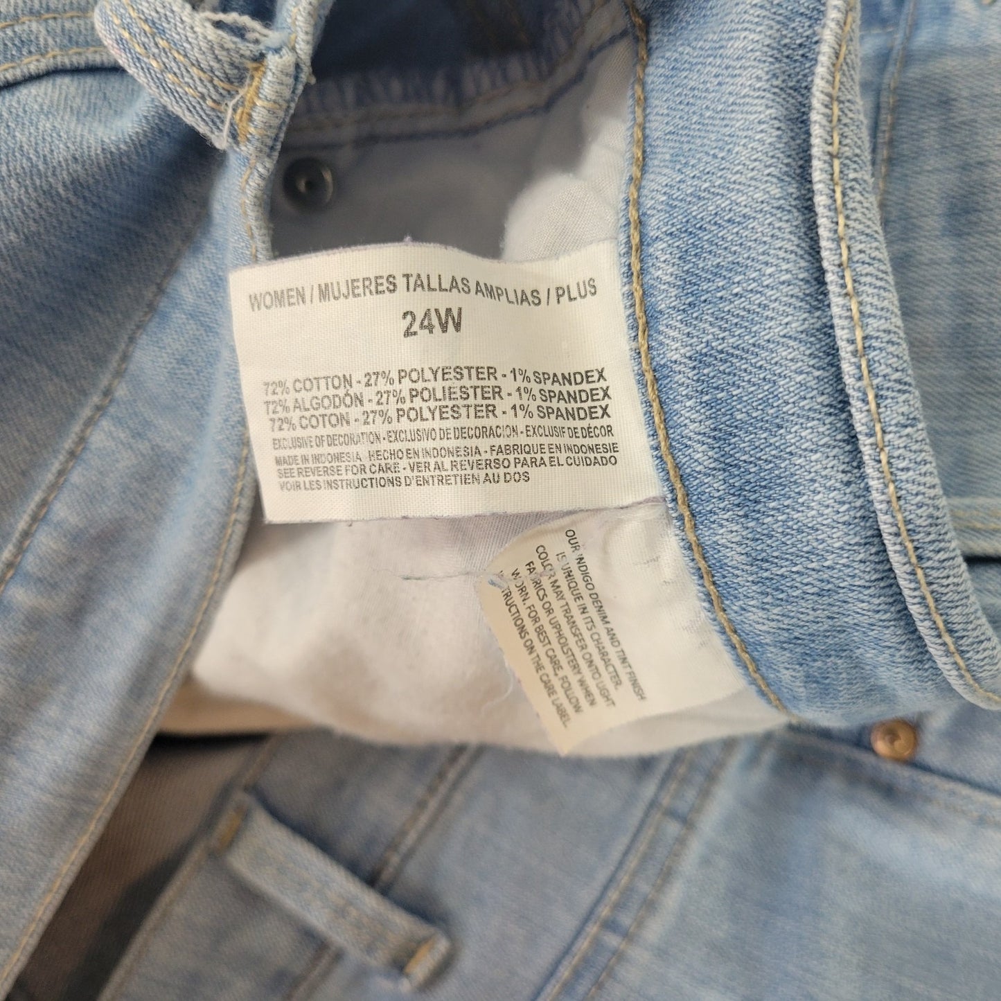 Gloria Vanderbilt Amanda Womens Jeans 24W Plus Light Blue Denim Zip Fly Comfy