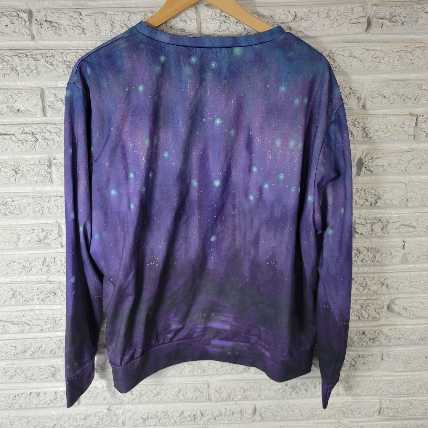 Cats Kittens Womens Top 1XL Plus Tee Long Sleeve Blue Comfy Poly Blend Crew