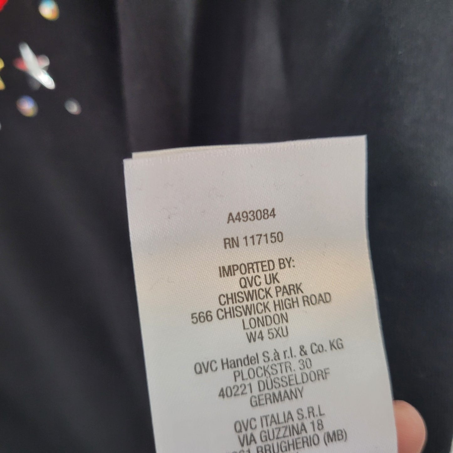 Fourth of July Quacker Factory QVC Womens Top 3X Plus Tee Black Studs Rhinestone