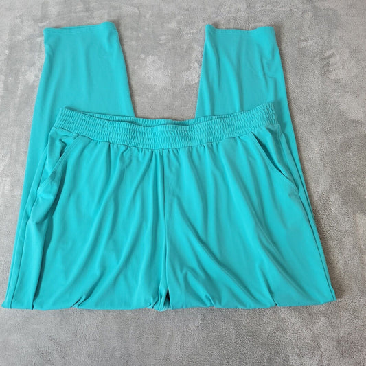 Iman Womens Pants Extra Large XL Pull On Blue Poly Blend Pockets Casual Comfy