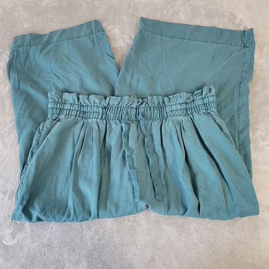 Time Tru Womens Pants XXL 20 Plus Paper Bag Wide Leg Capri Pull On Blue Comfy