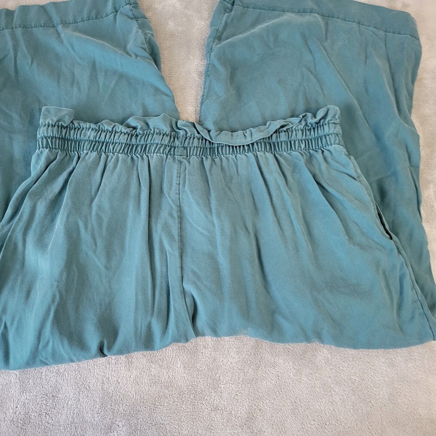 Time Tru Womens Pants XXL 20 Plus Paper Bag Wide Leg Capri Pull On Blue Comfy