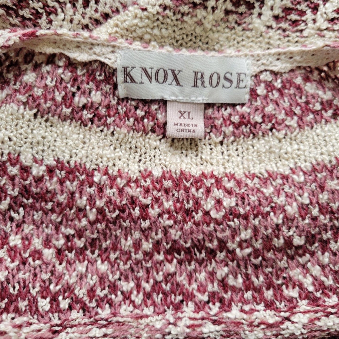 Knox Rose Women's XL Purple Beige Geometric Knit Pullover Sweater Long Sleeve
