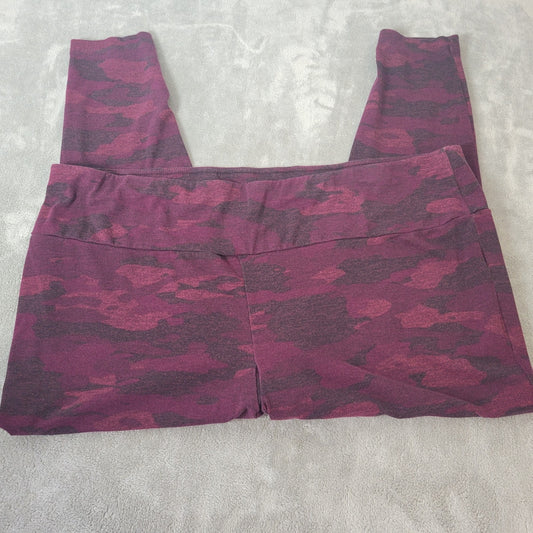 Terra Sky Womens Pants 4X Plus Leggings Cropped Capri Burgundy Camouflage Comfy
