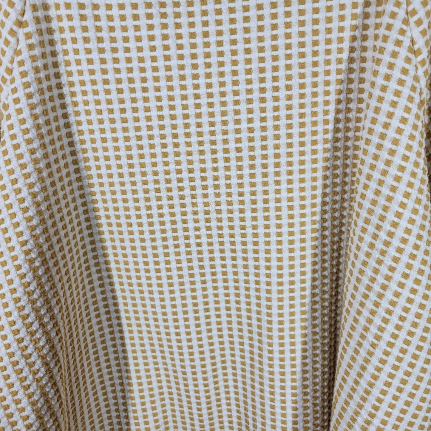 Ava & Viv 2X Plus Size Top Blouse Gold White Geometric Tiny Squares Puff Sleeve