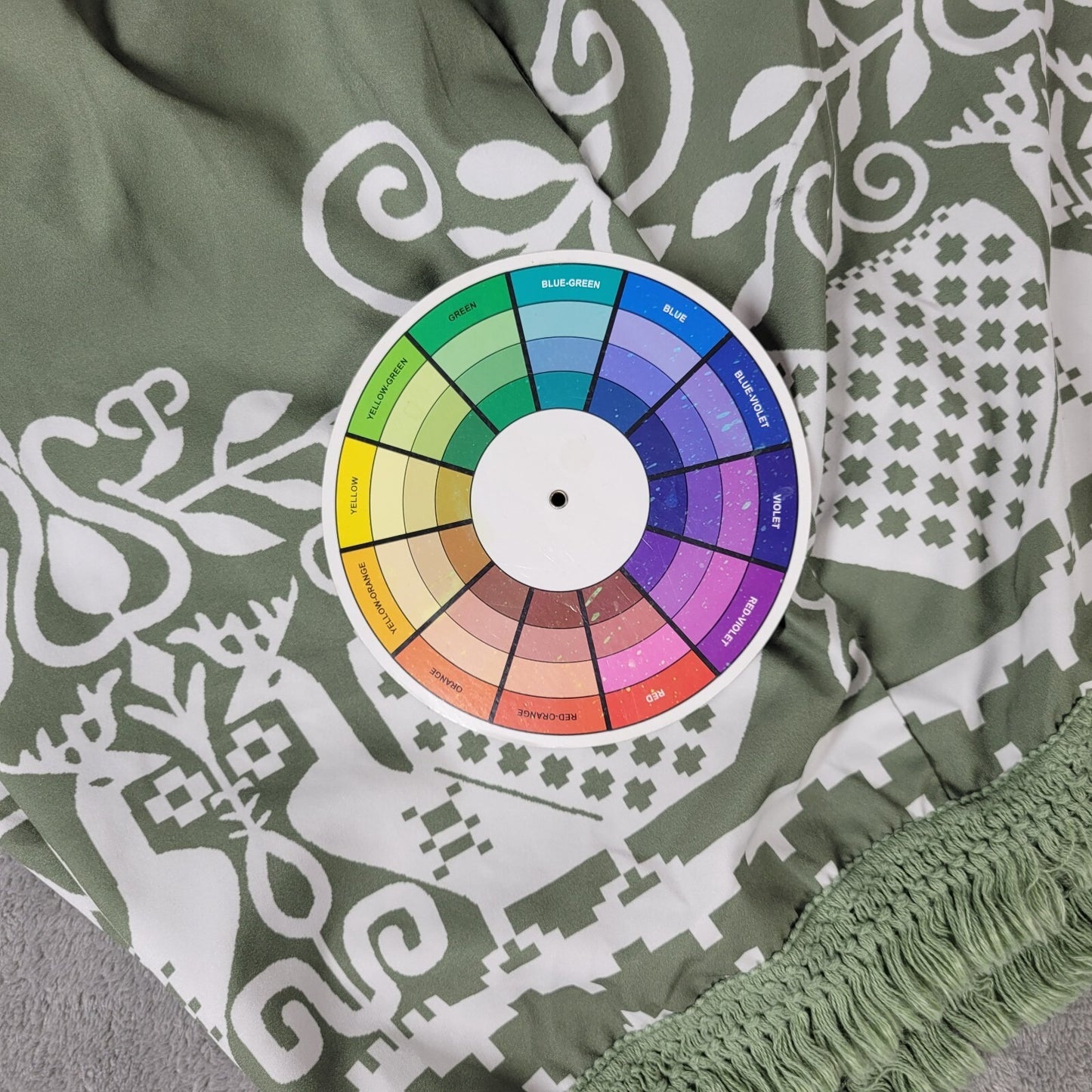 Shein Curve 3XL Plus Green Bird Mural Geometric Chino Shorts Fringe Boho Casual